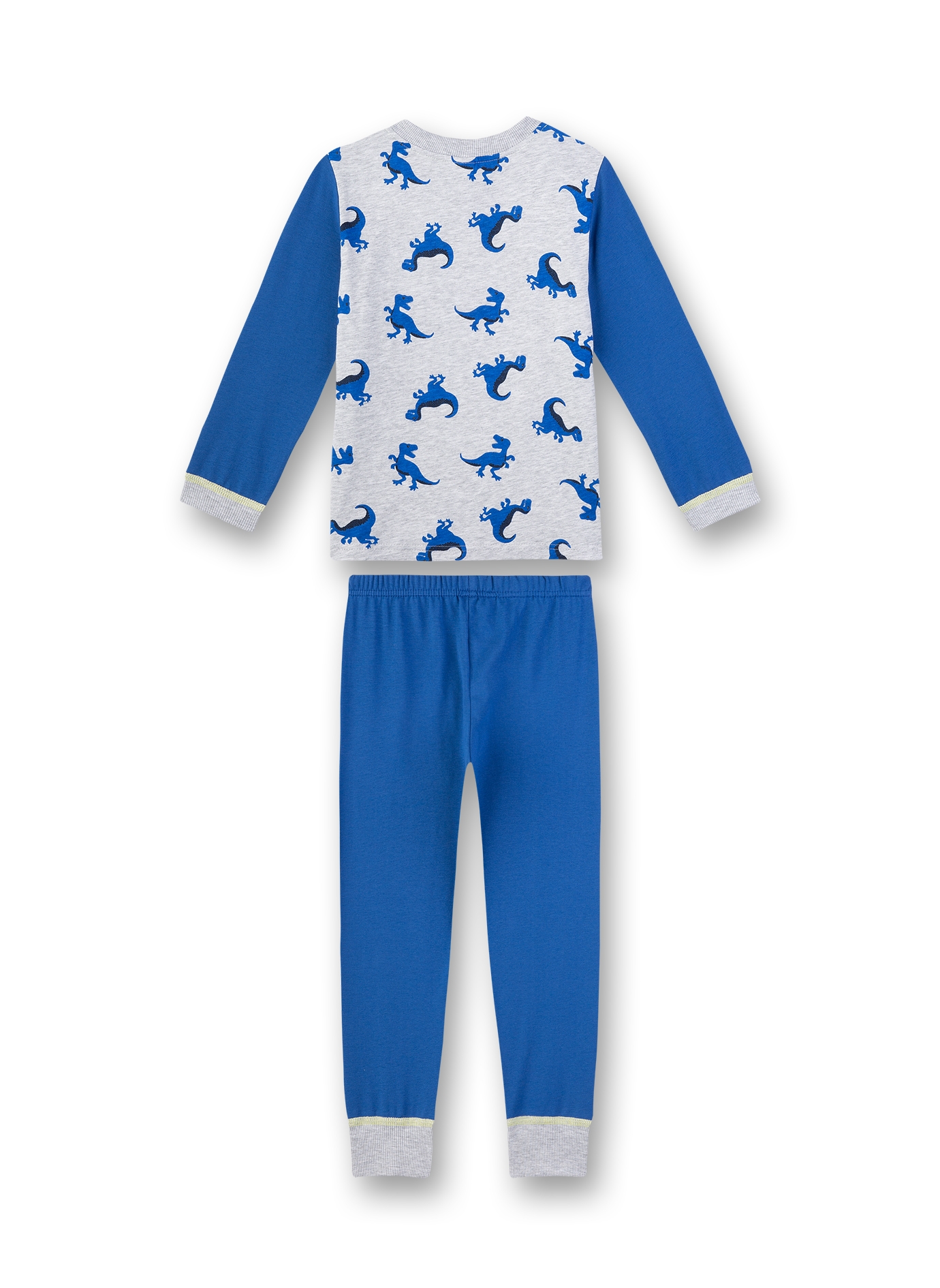 Jungen-Schlafanzug lang Blau-Melange Dino