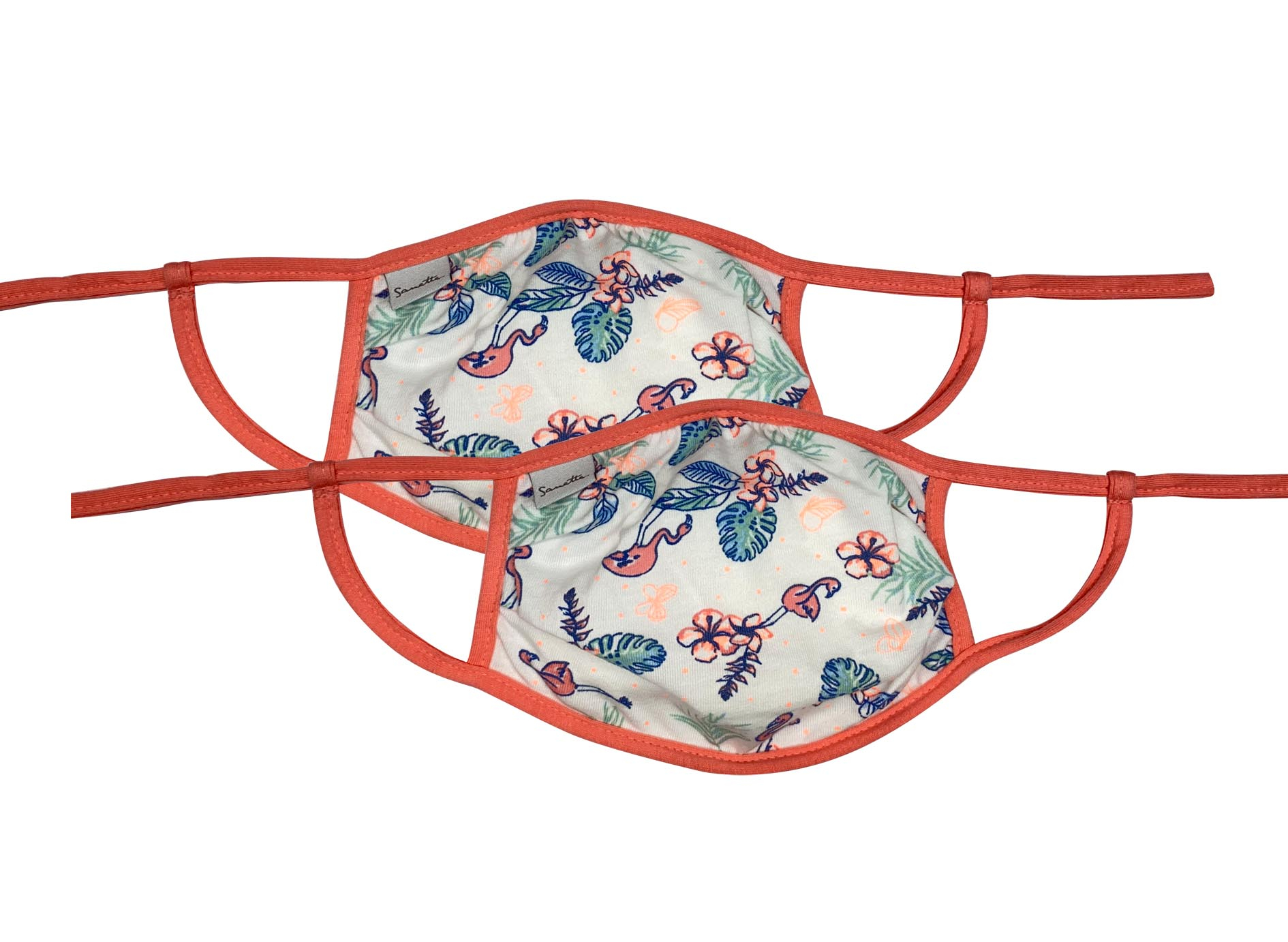 Wiederverwendbare Mund-Nasen-Maske Mädchen Doppelpack Off-White Blumen-Allover