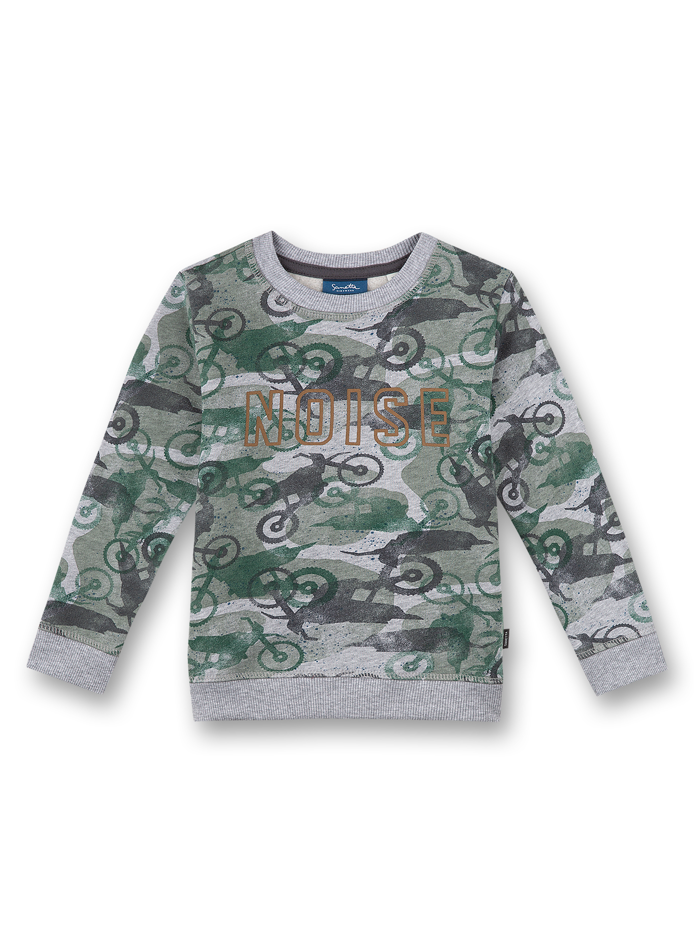 Jungen-Sweatshirt Graumelange Camouflage-Allover Motocross