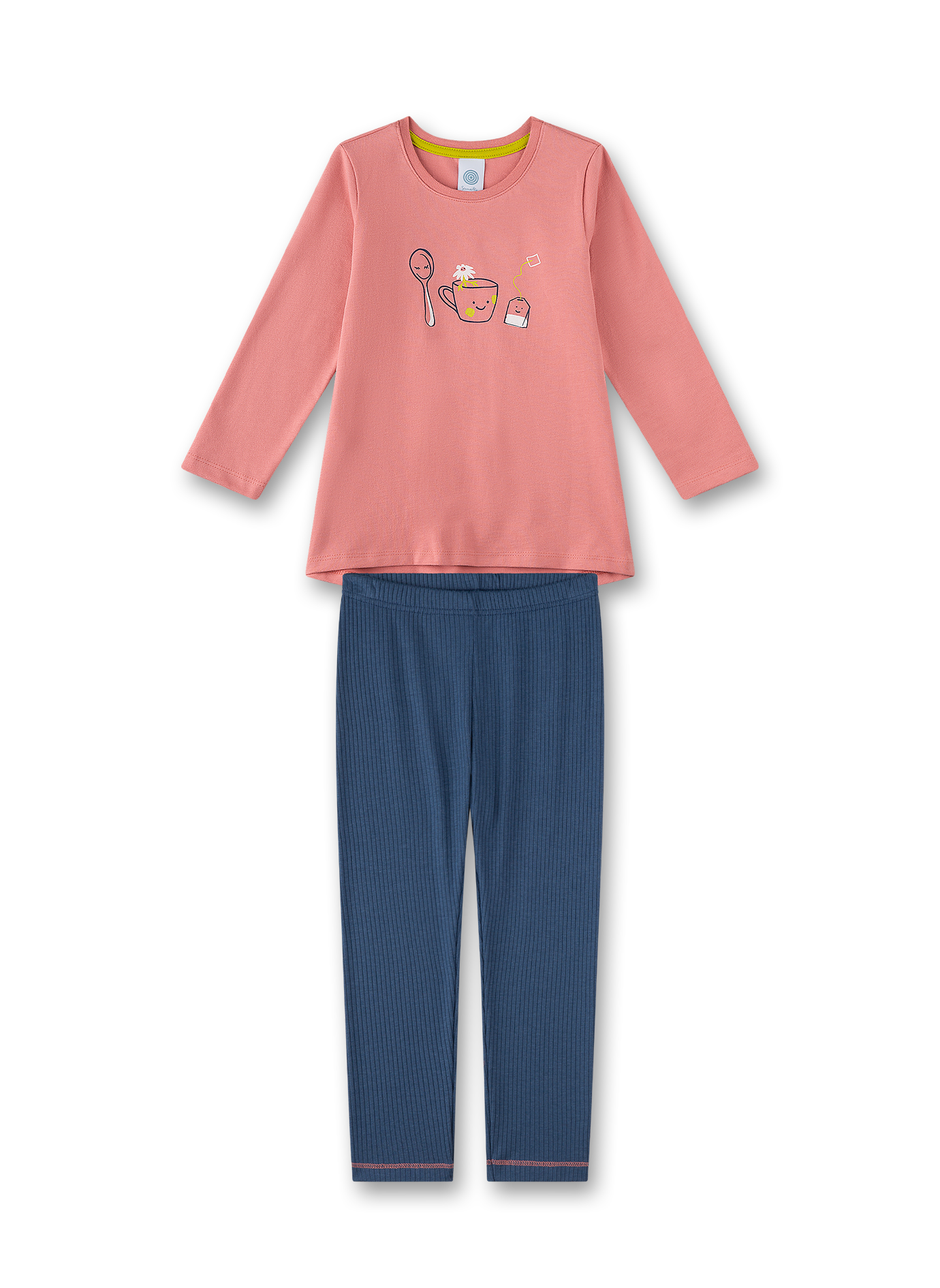 Kinderpyjama, Trägershirt, Langarmshirt, Rosa Shirt, Blaue Hose