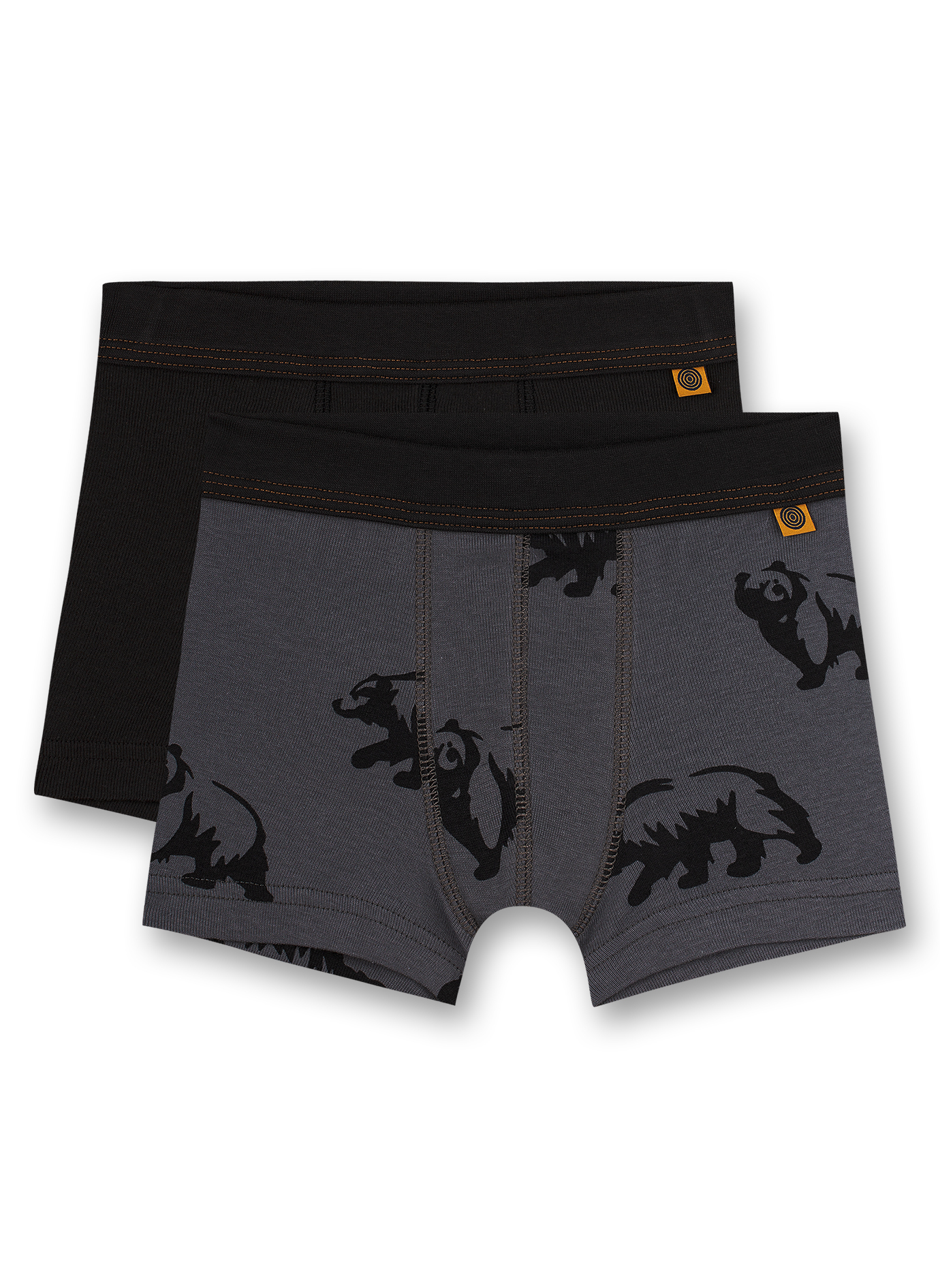 Jungen-Hipshorts (Doppelpack) Dunkelgrau und Schwarz Bear