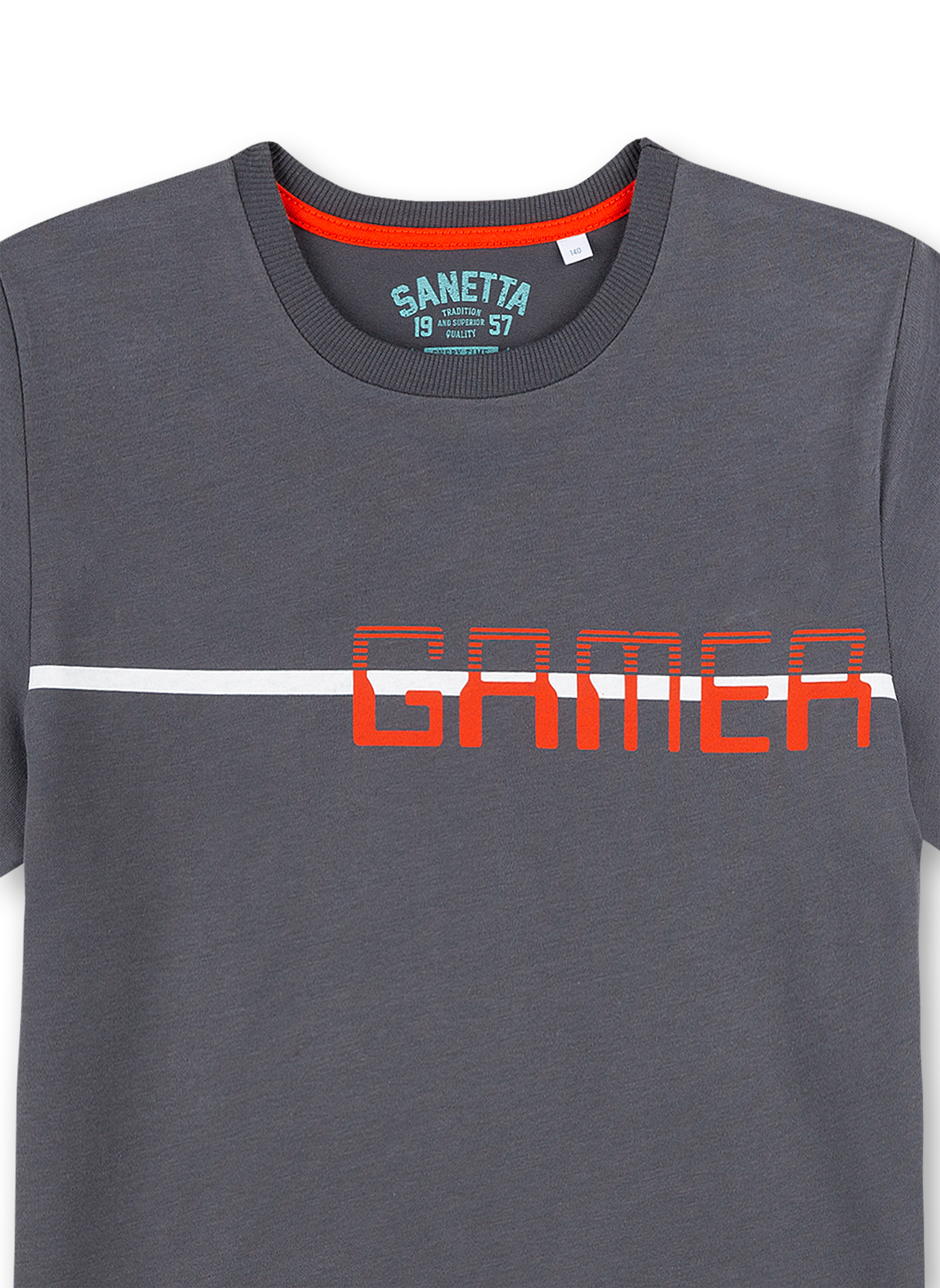Jungen-Shirt Kurzarm Grau Gamer  