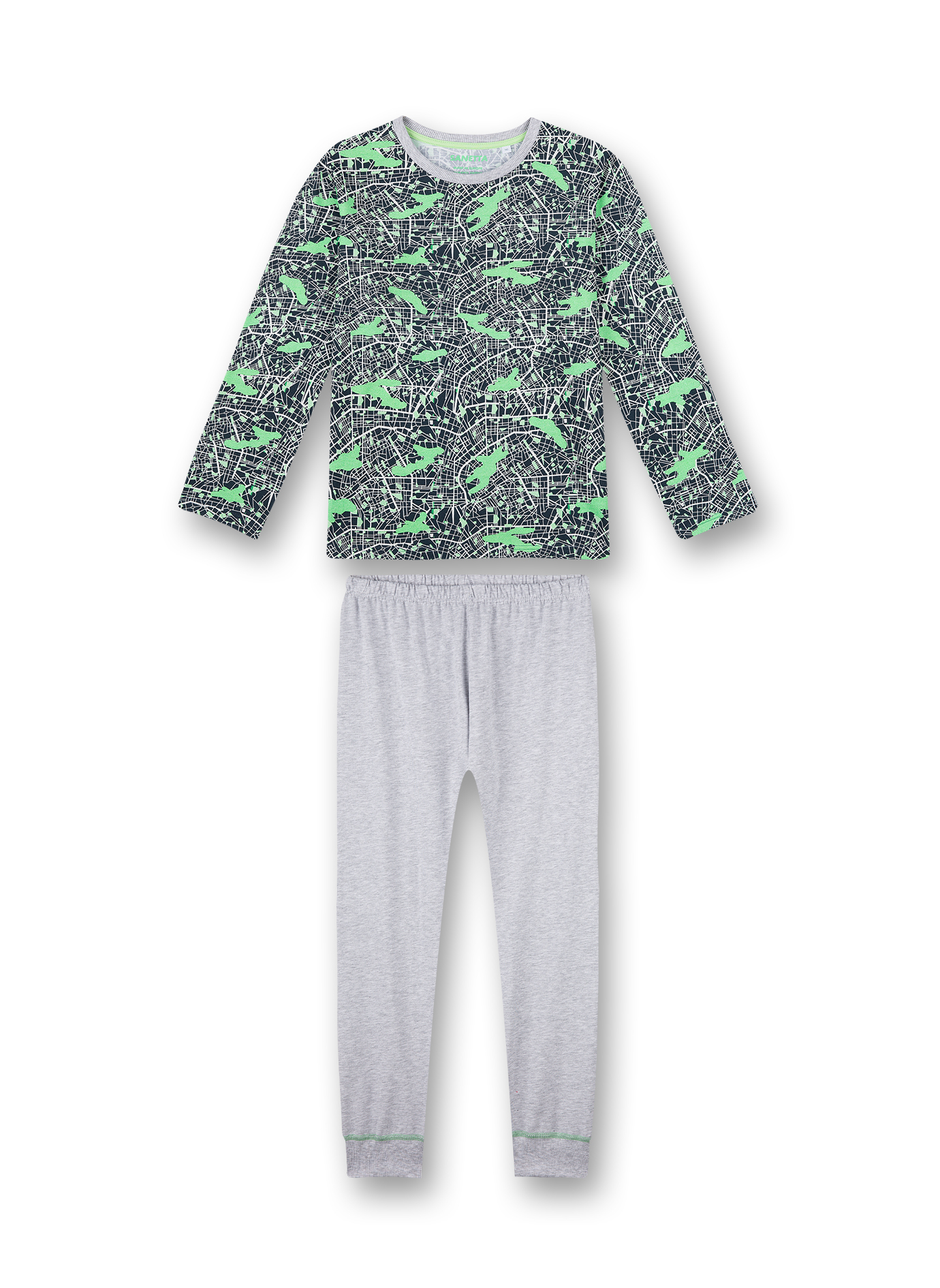 Jungen-Schlafanzug lang Blau Camouflage-Allover Big City Life