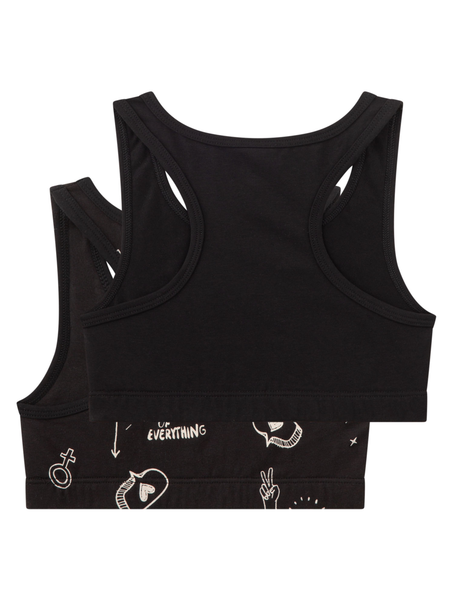 Sport-BH, Tanktop, Kinder, Schwarz, Grafikprint