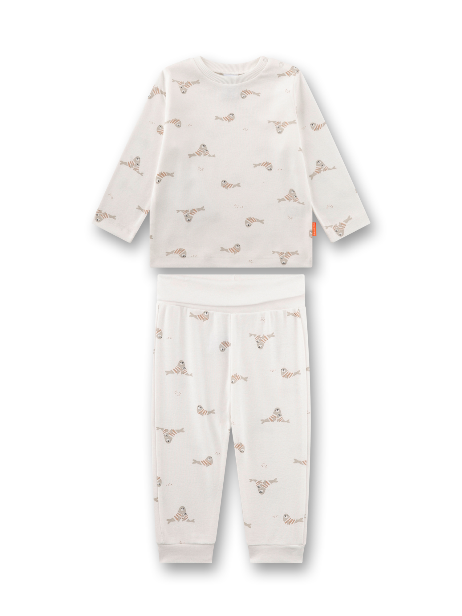 Jungen-Schlafanzug lang beige Robbe