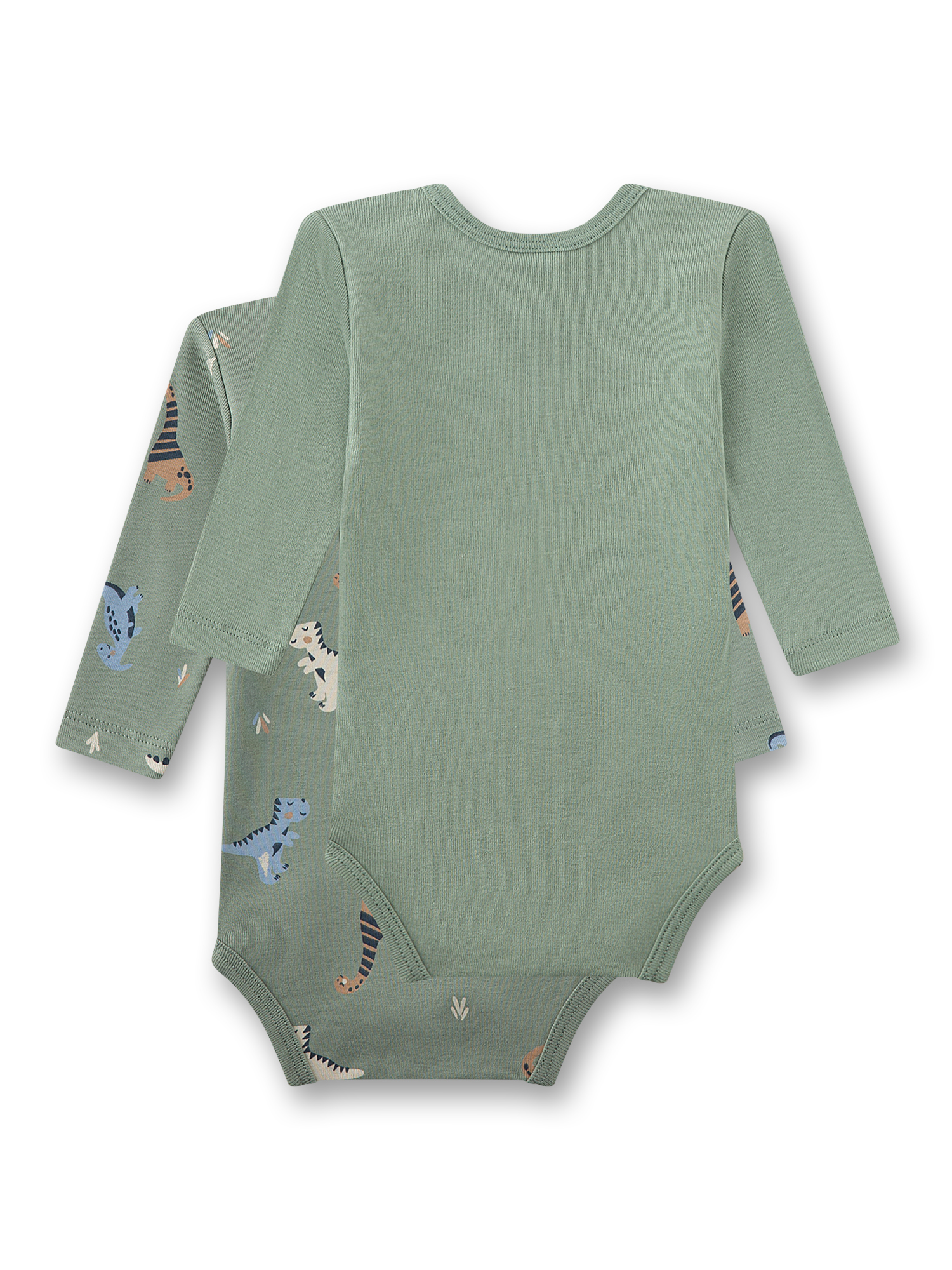 Langarm-Bodys, Kinderbody, Mini-Bodys, Dino-Druck, Grüner Ton