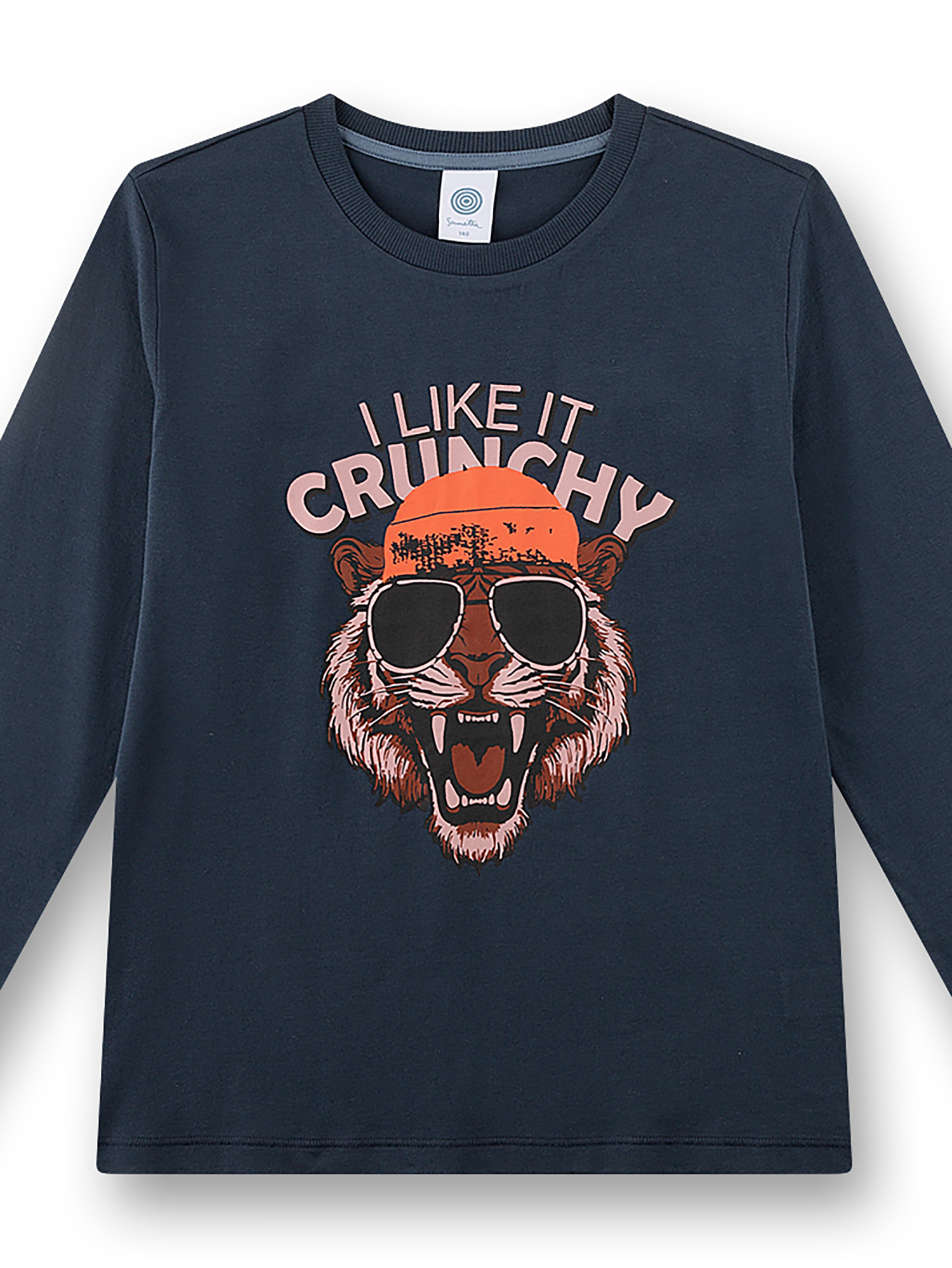 Hoodie, Langarmshirt, Tiger Grafik, Figuraufdruck, Navy Blau