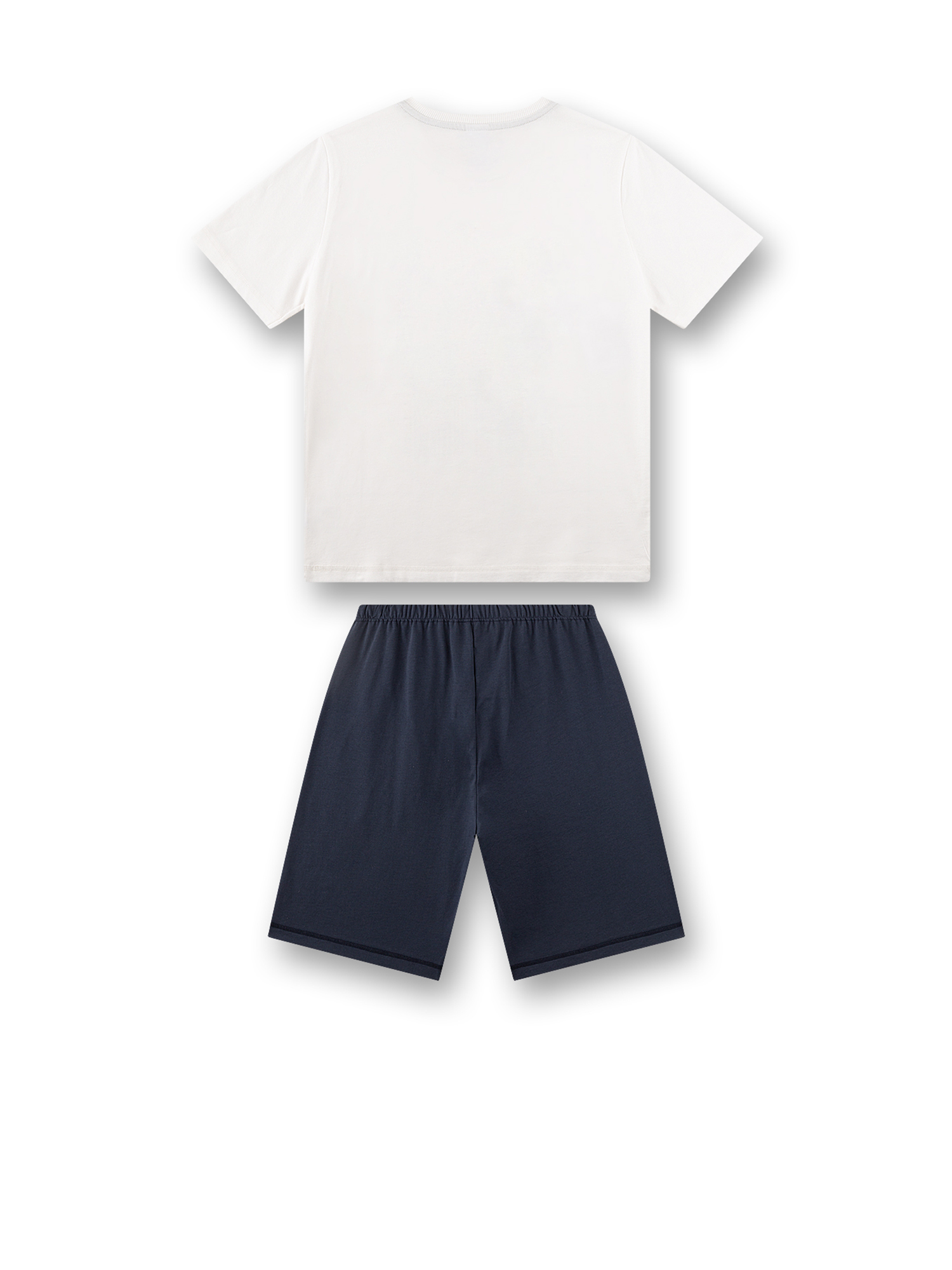 T-Shirt, Hose, Weiß, Marineblau, Casualset