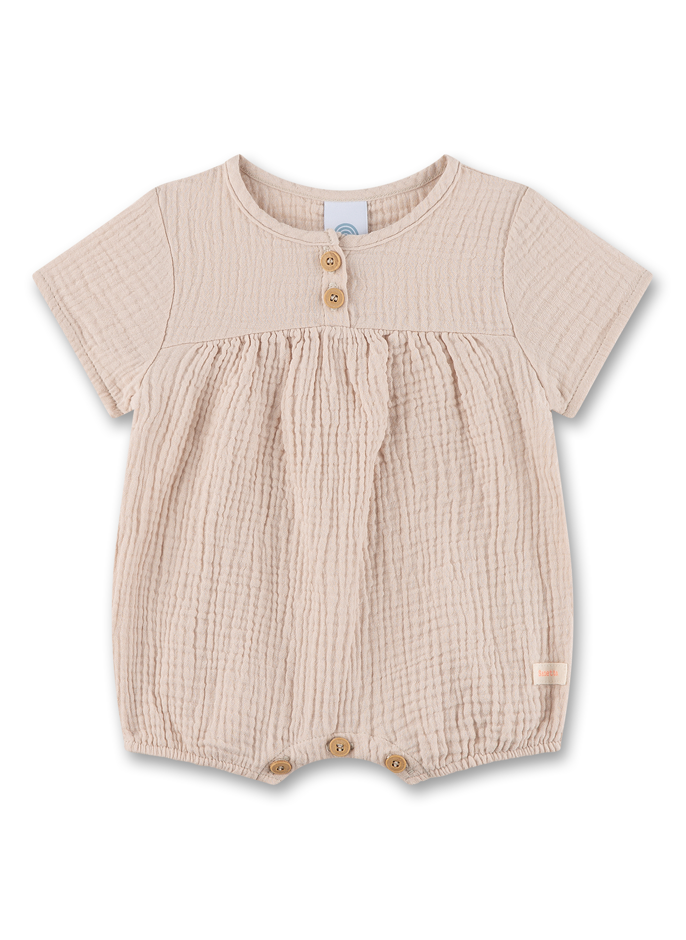 Newborn Strampler kurz aus Musselin beige