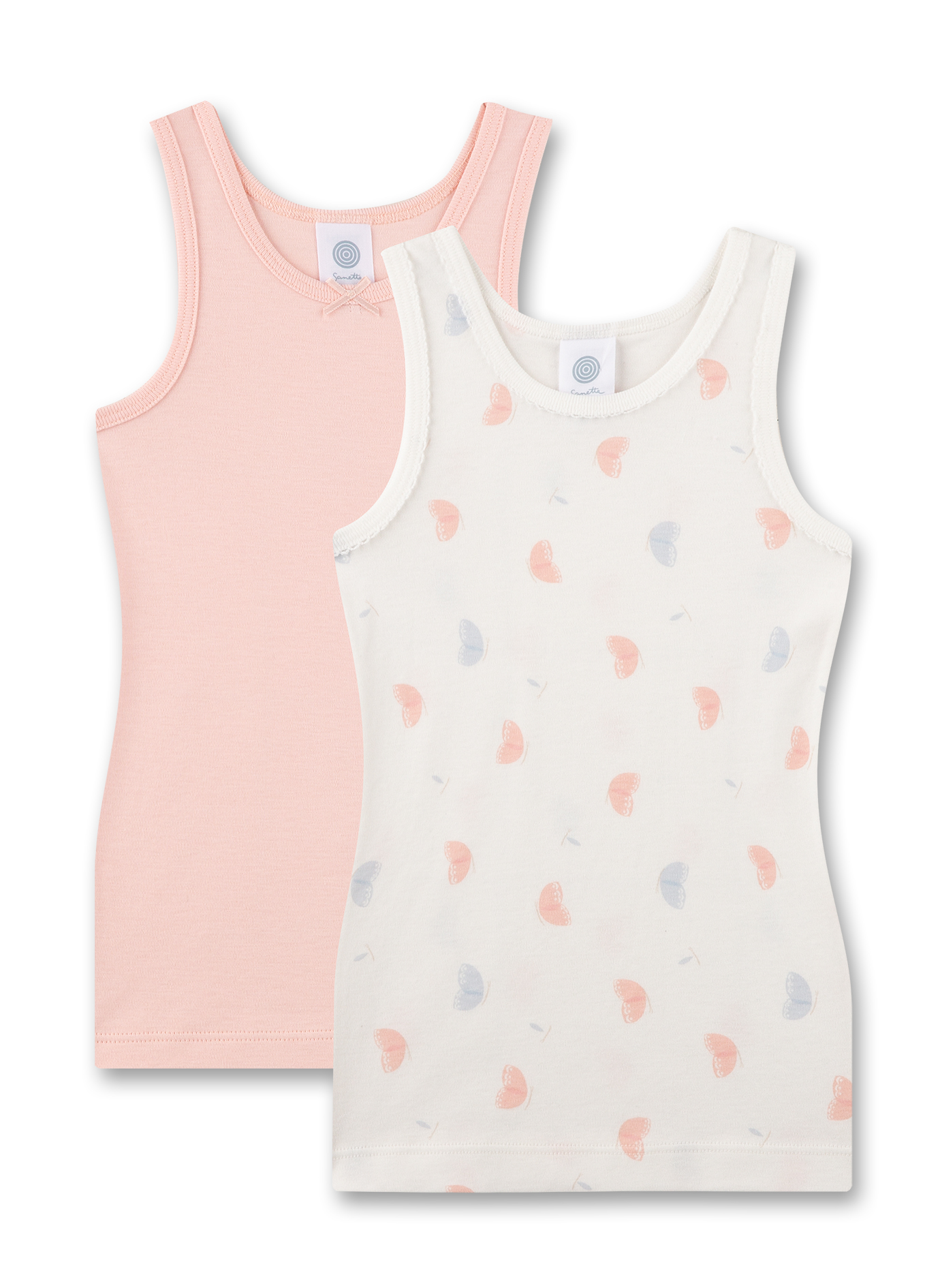 Mädchen-Unterhemd (Doppelpack) Off-White & Rosa