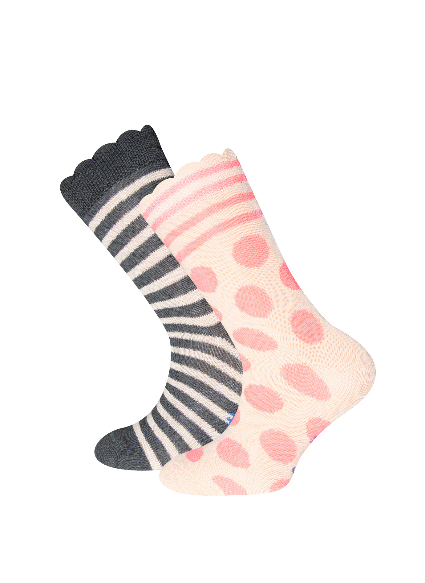Mädchen-Socken (Doppelpack) Rosa und Dunkelgrau