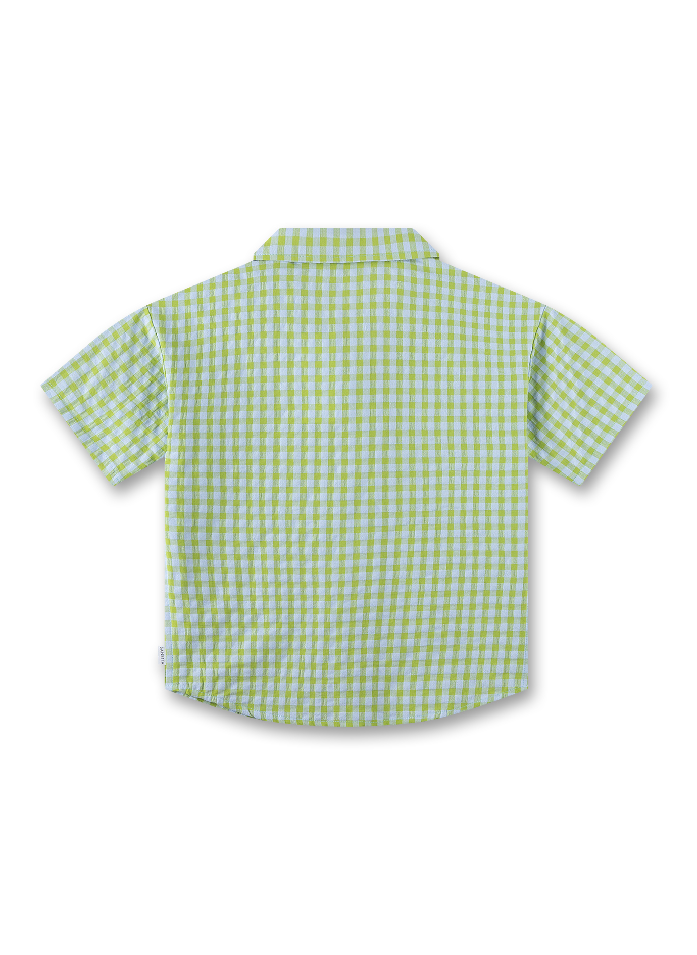 Kurzarm, Gingham, Kariert, Limengrün, Hemd