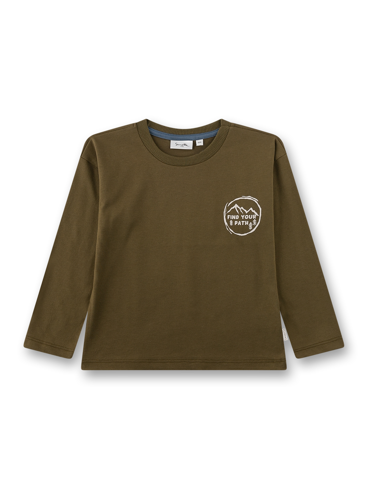 Jungen-Langarmshirt olivgrün Camping 