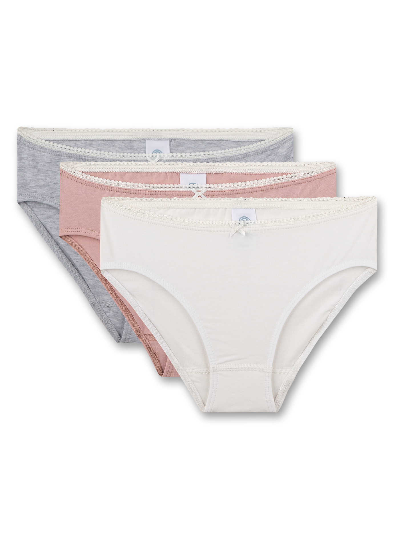 Mädchen-Rioslip (Dreierpack) Off-White, Rosa und Graumelange