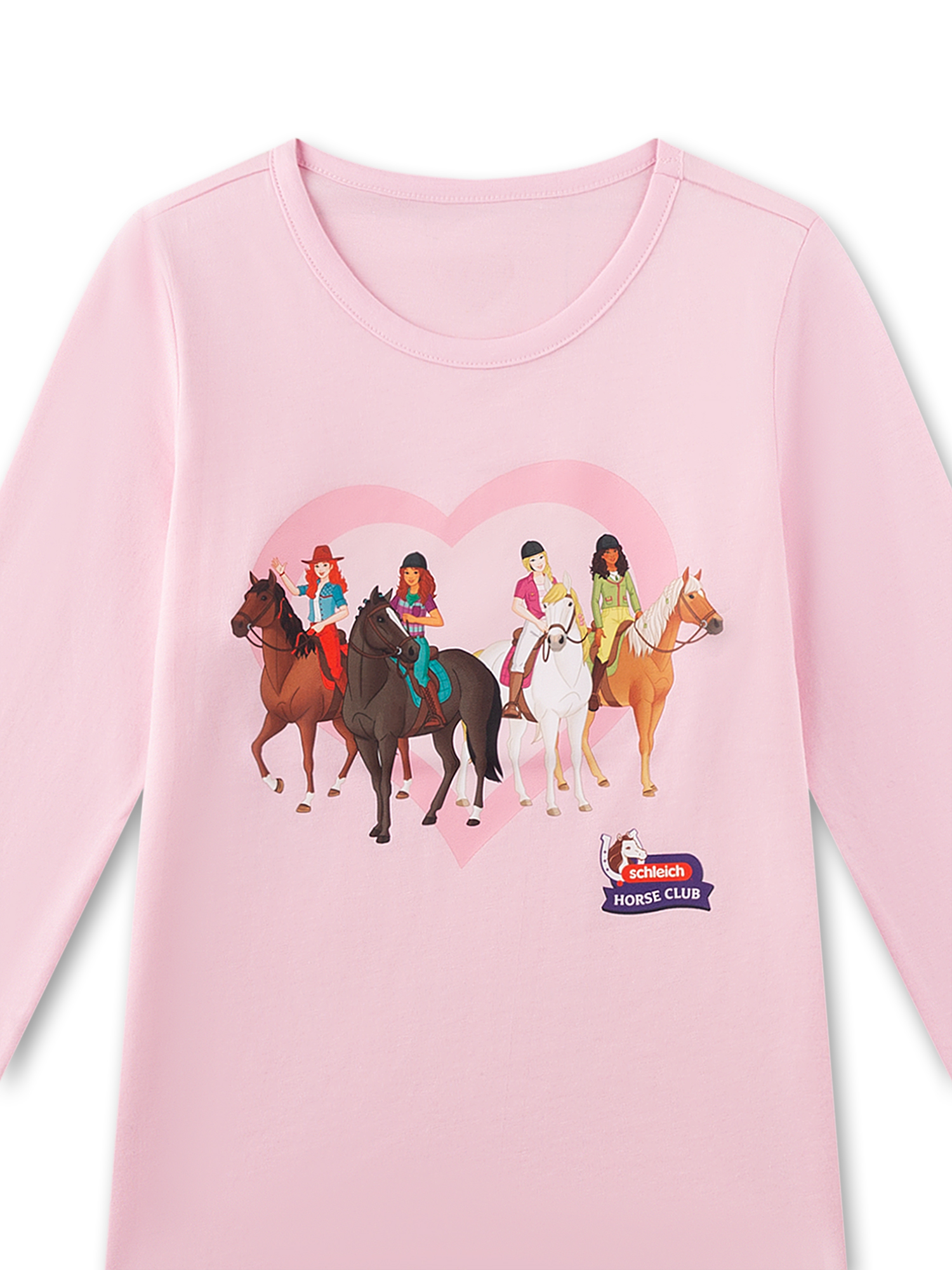 Langarmshirt, Mädchenshirt, Pferdeclub, Rosa, Pferdedruck