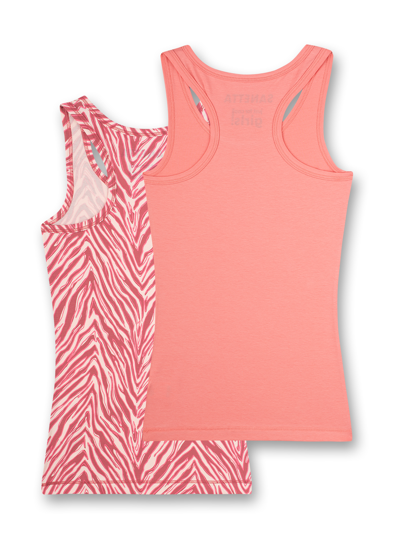 Mädchen-Unterhemd (Doppelpack) Zebra-Allover und Rosa Athleisure Roller Girl