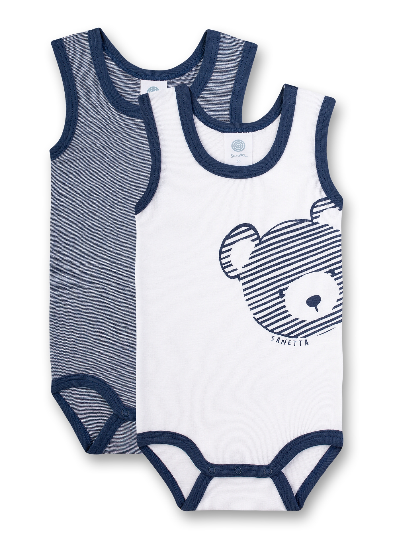 Body ohne Arm (Doppelpack) Blau-geringelt und Weiß Bear