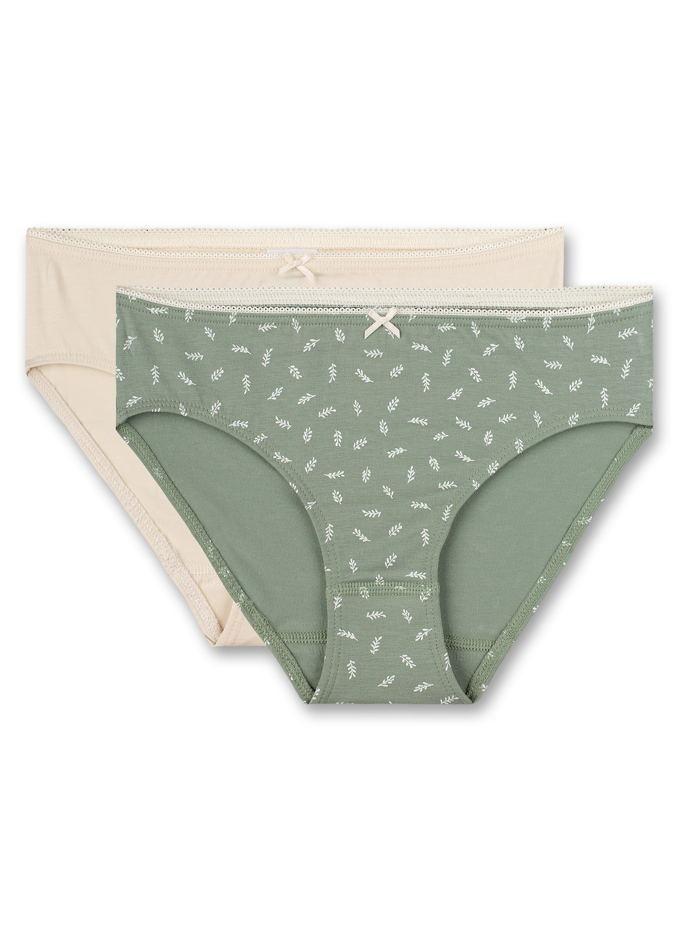 Mädchen-Rioslip (Doppelpack) Grün und Off-White Forever Sunday