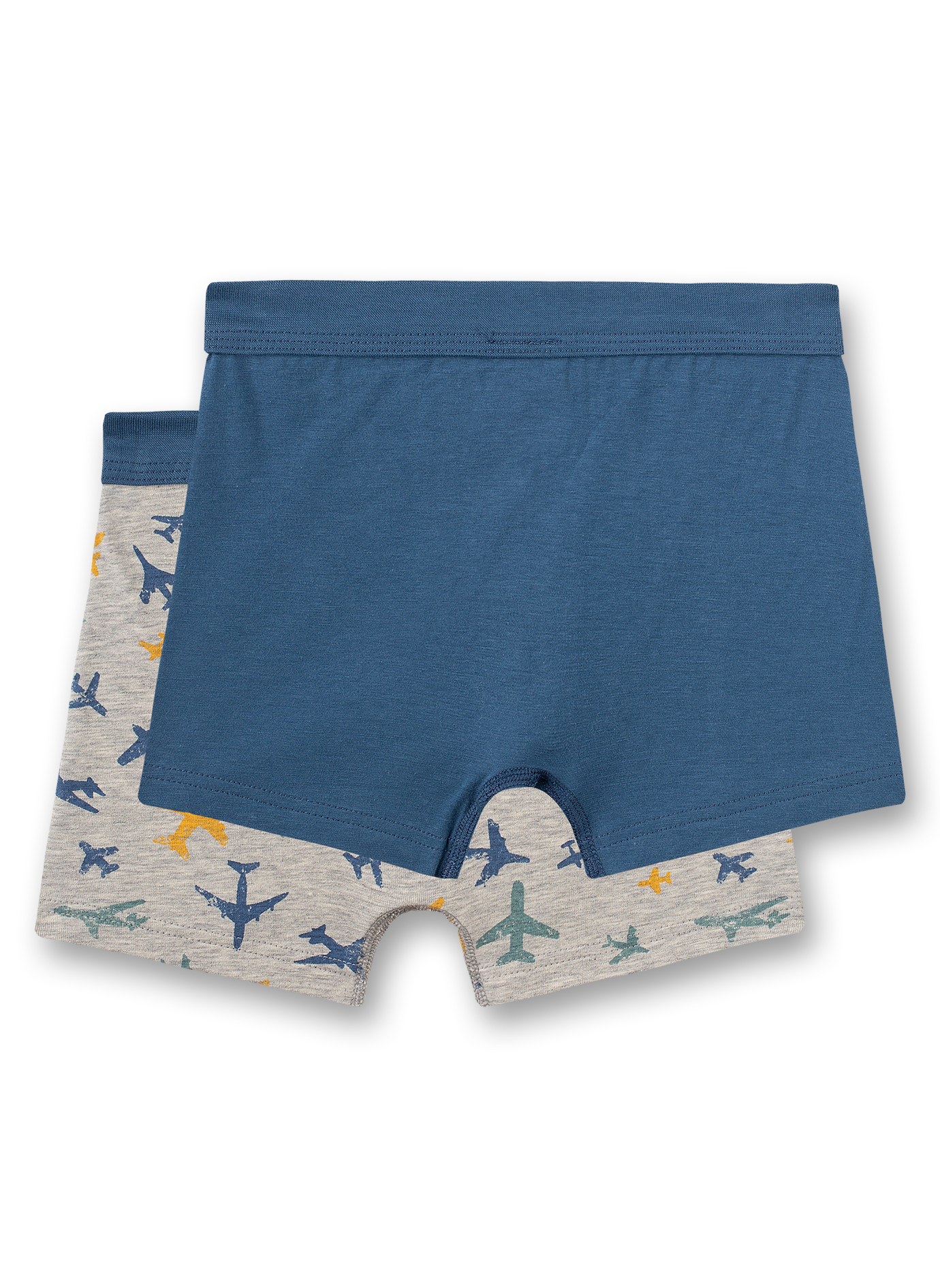 Jungen-Hipshorts (Doppelpack) Graumelange und Blau Plane