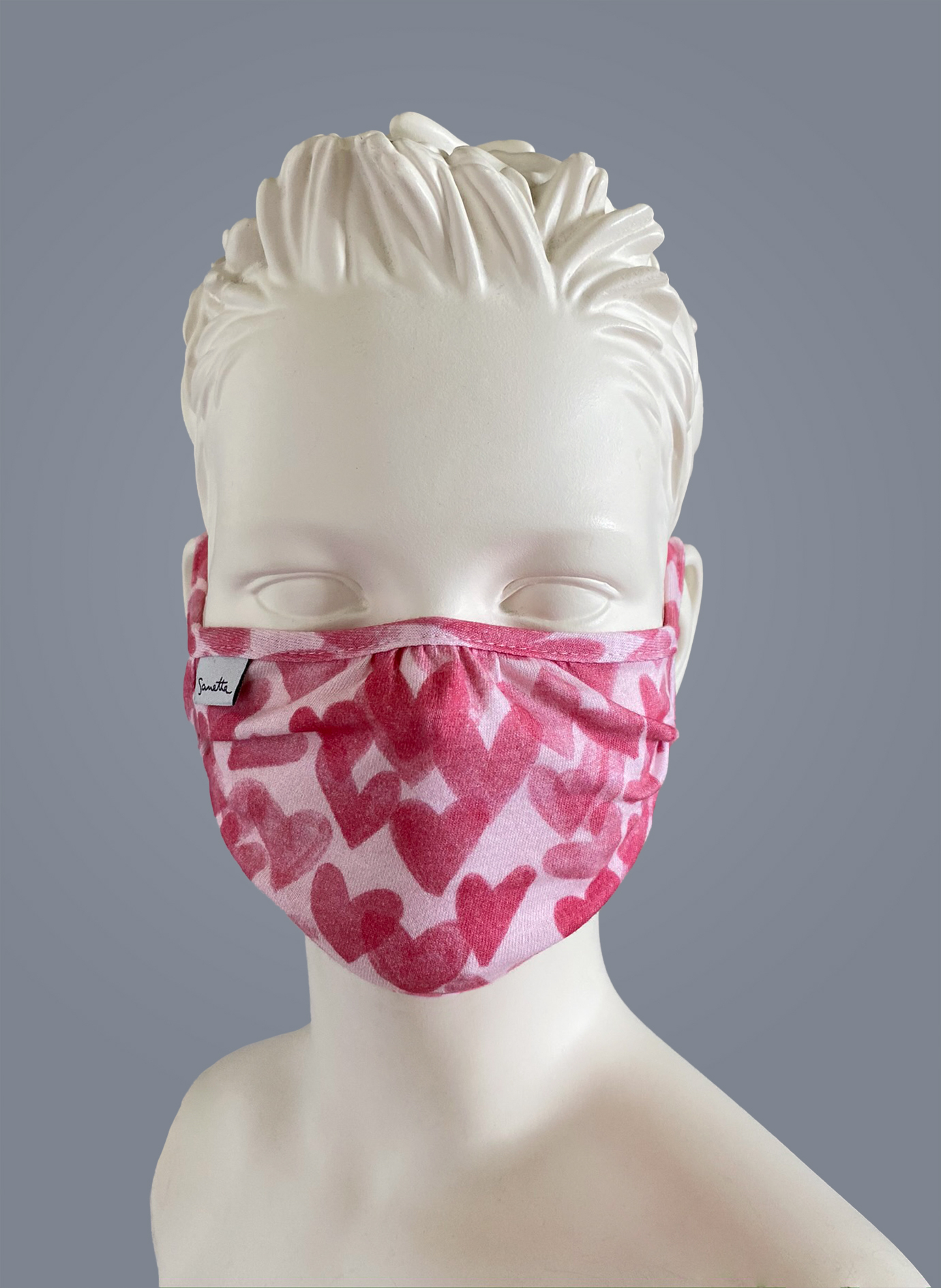 Wiederverwendbare Mund-Nasen-Maske Mädchen Doppelpack Herzchen Rosa