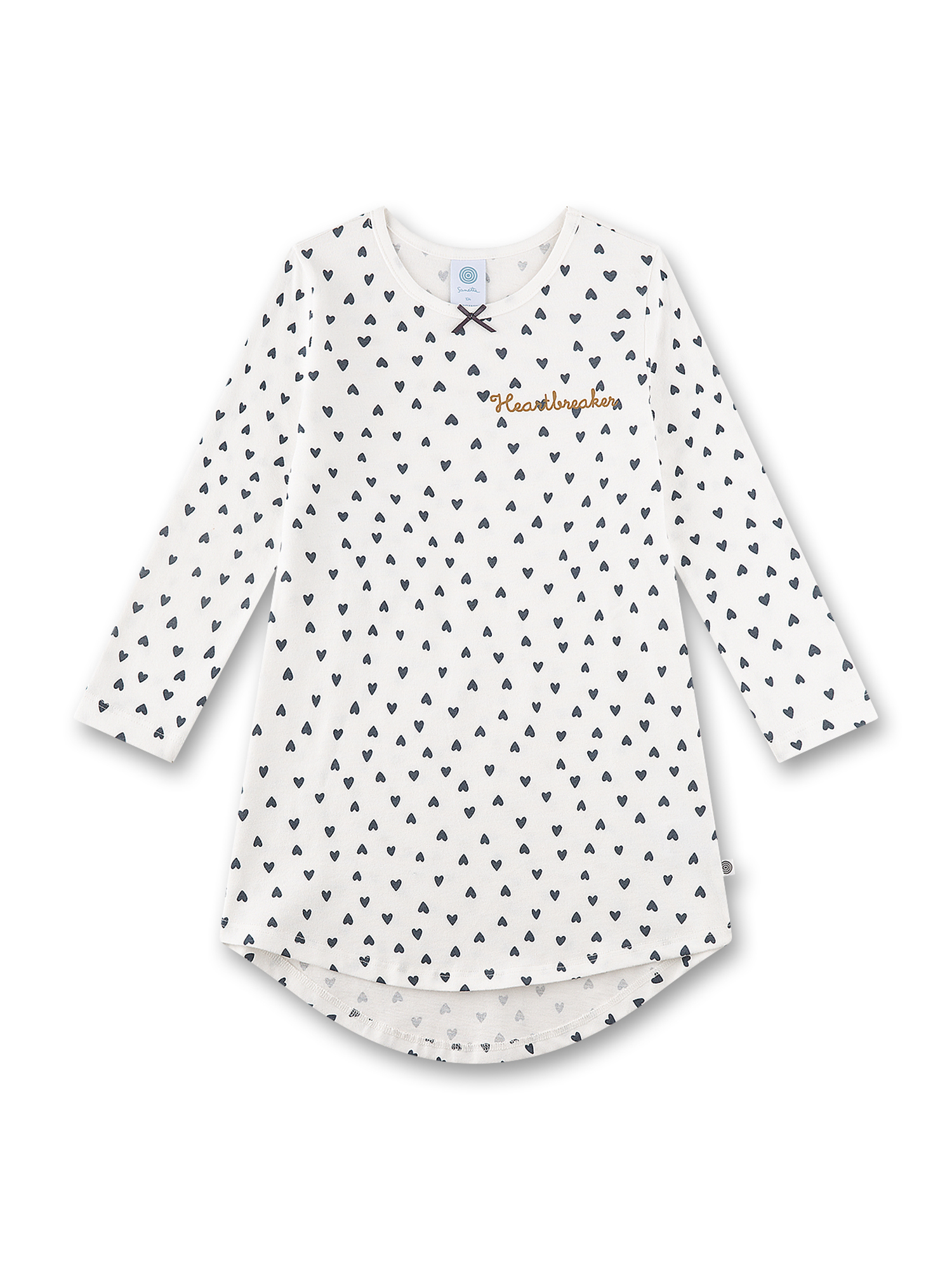 Kleid, Langarm, Herzprint, weiß, Kleine Größen