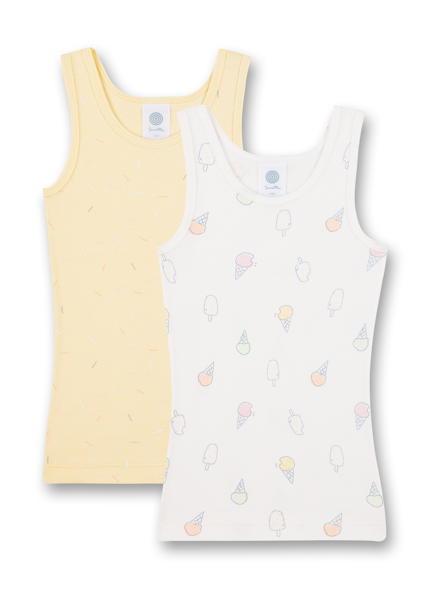 Mädchen-Unterhemd (Doppelpack) Off-White und Gelb Sweet Summer