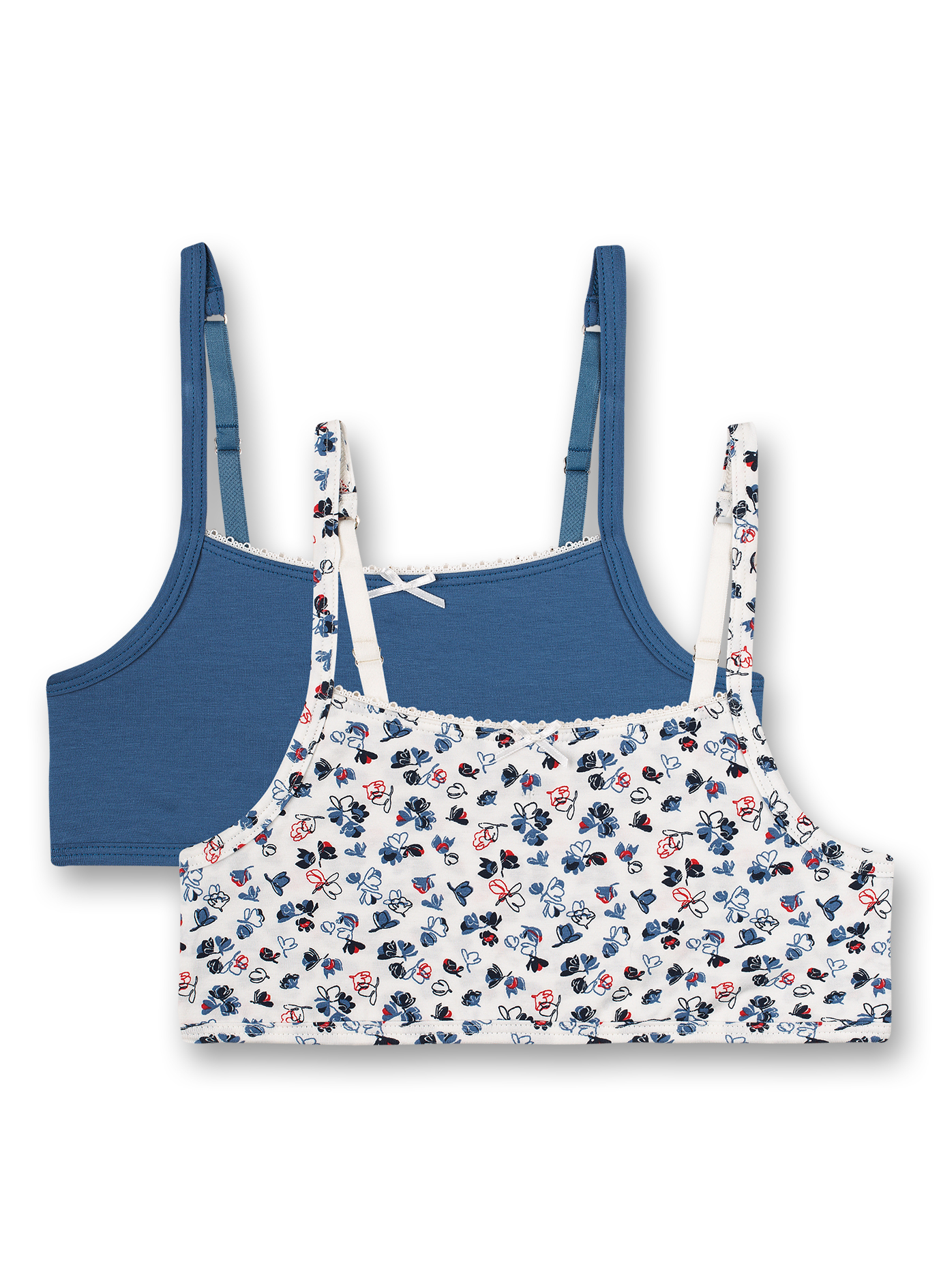 Mädchen-Bustier (Doppelpack) Off-White und Blau Ethno