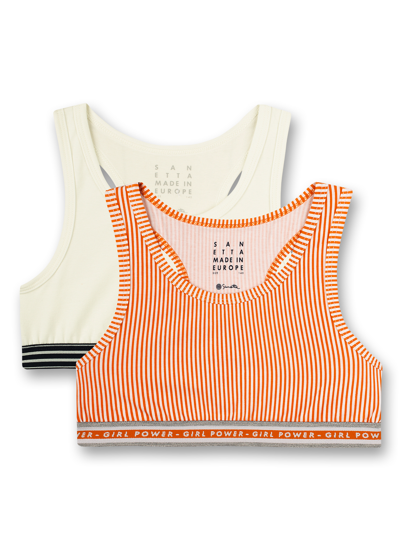 Mädchen-Bustier (Doppelpack) Orange und Weiß Athleisure Workout