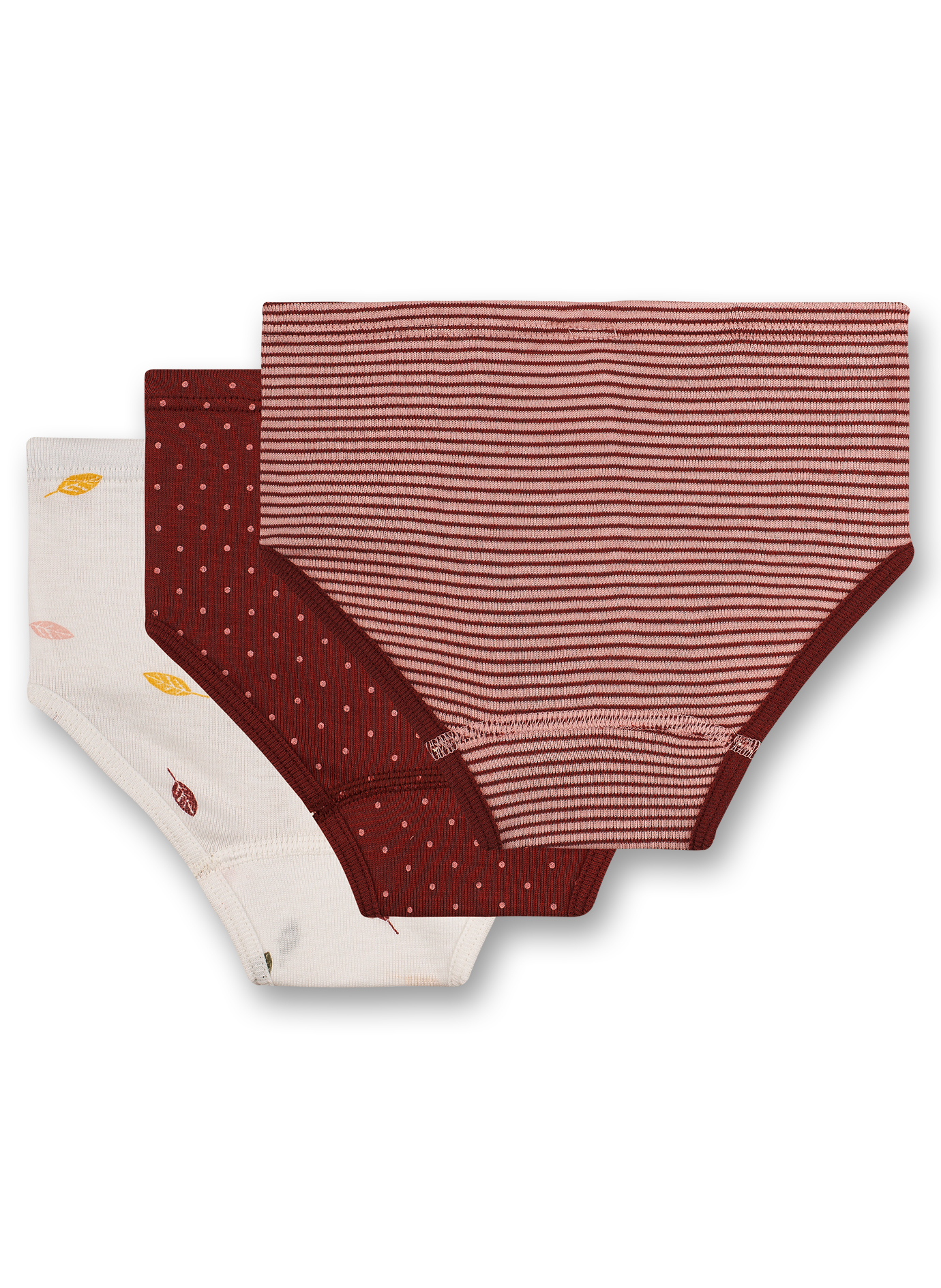 Mädchen-Hüftslip (Dreierpack) Off-White Rot und Ringel