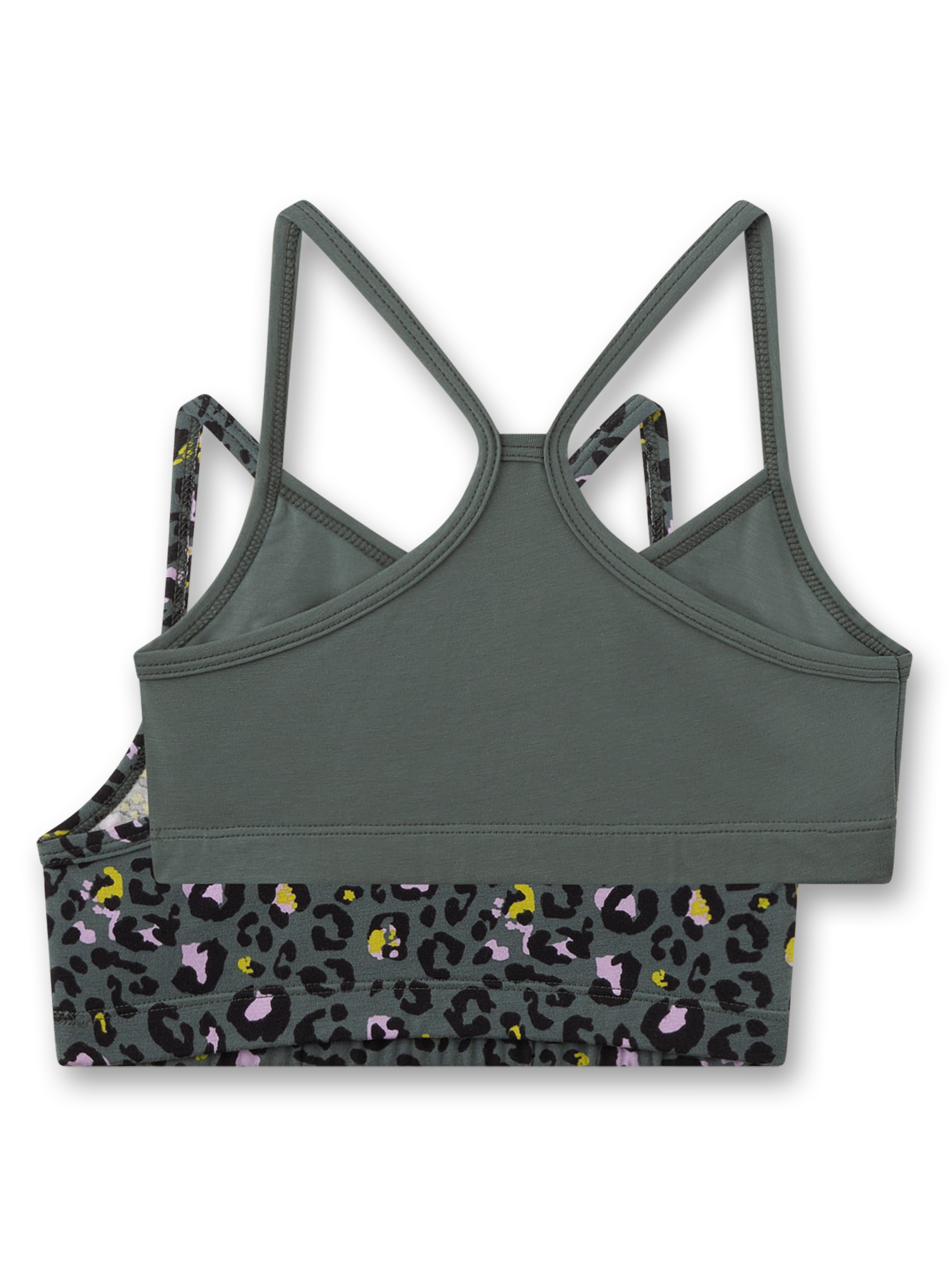 Sport-BH, Tanktop, Leopardenprint, Dunkelgrau, Trägertop