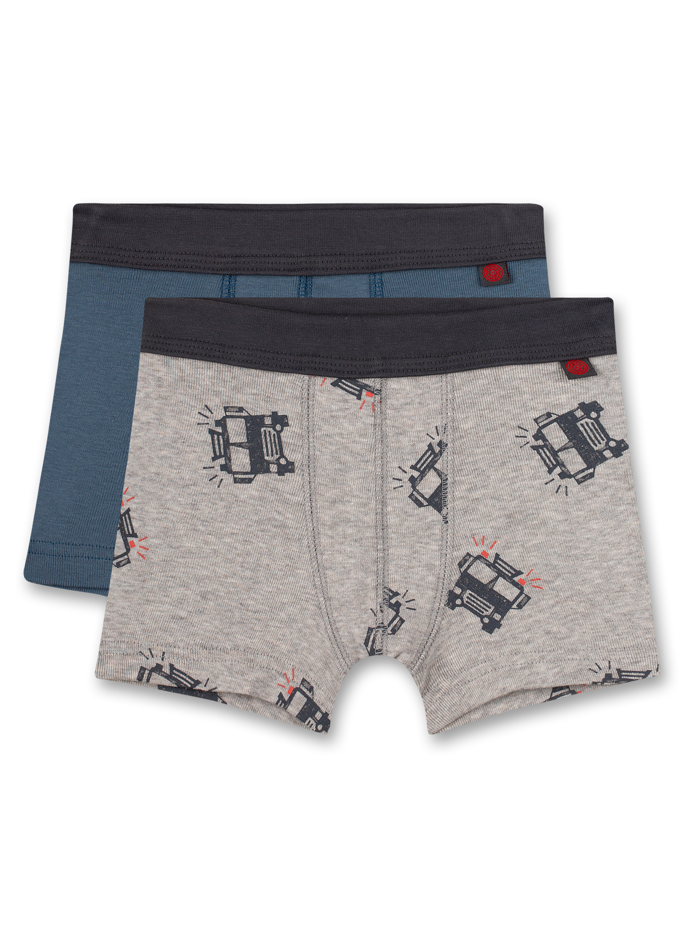 Jungen-Hipshorts (Doppelpack) Graumelange und Blau Truck