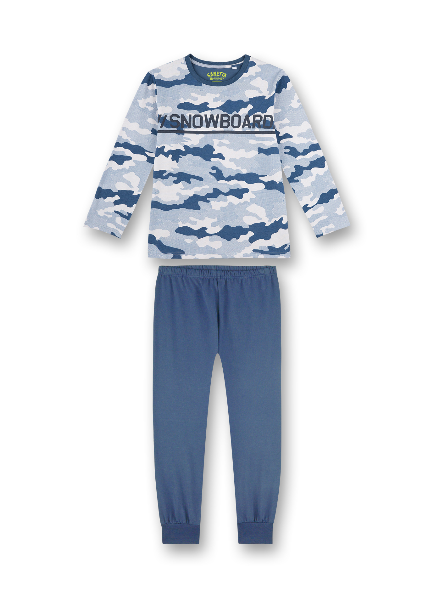 Jungen-Schlafanzug Blau Camouflage-Allover Snowboarder