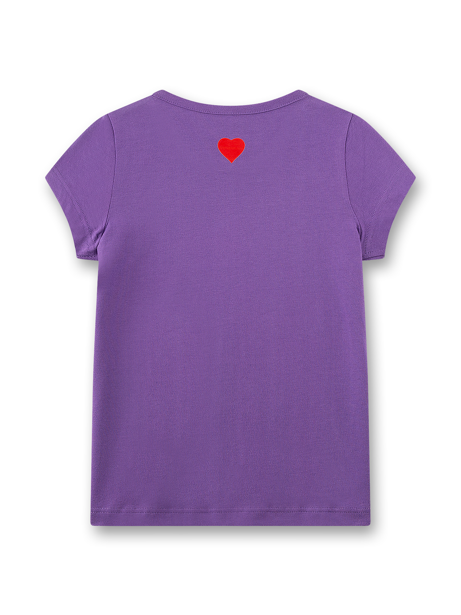T-Shirt, Kurzarm, Lila, Herz-Applikation, Baumwolle