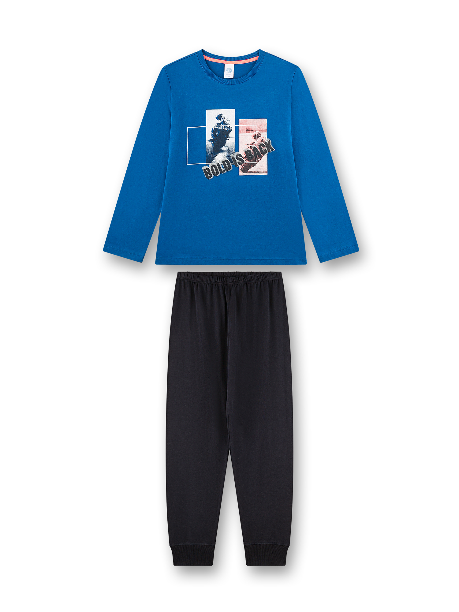 Jungen-Schlafanzug lang blau Motorrad