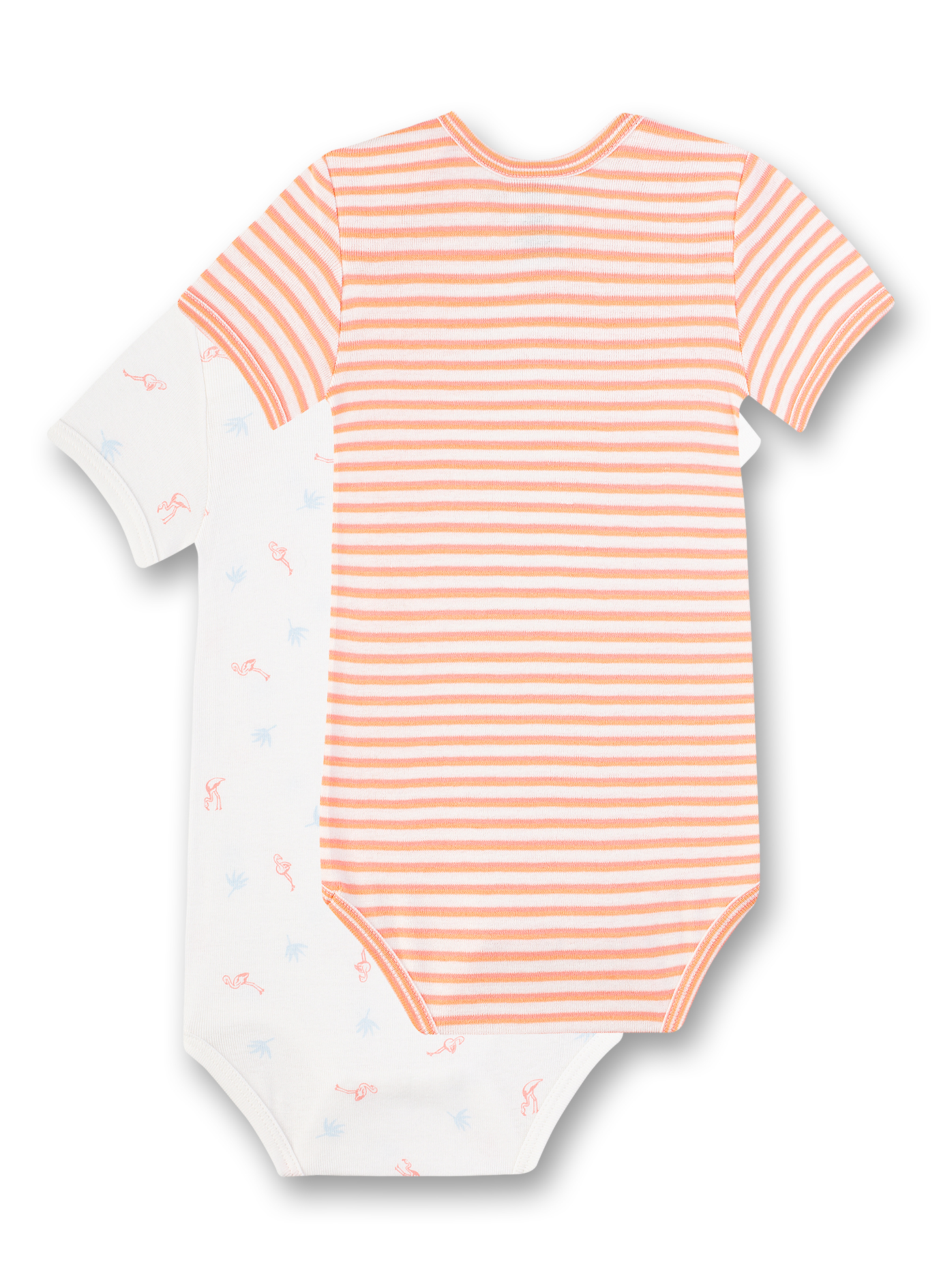Body halbarm (Doppelpack) Off-White und Orange-geringelt Flamingo Breeze