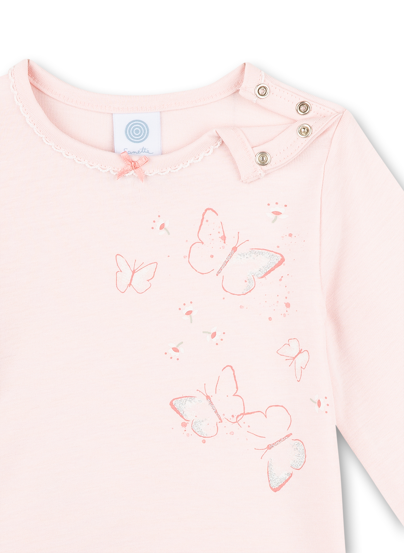 Mädchen-Schlafanzug lang Rosa Flowers and Butterflies