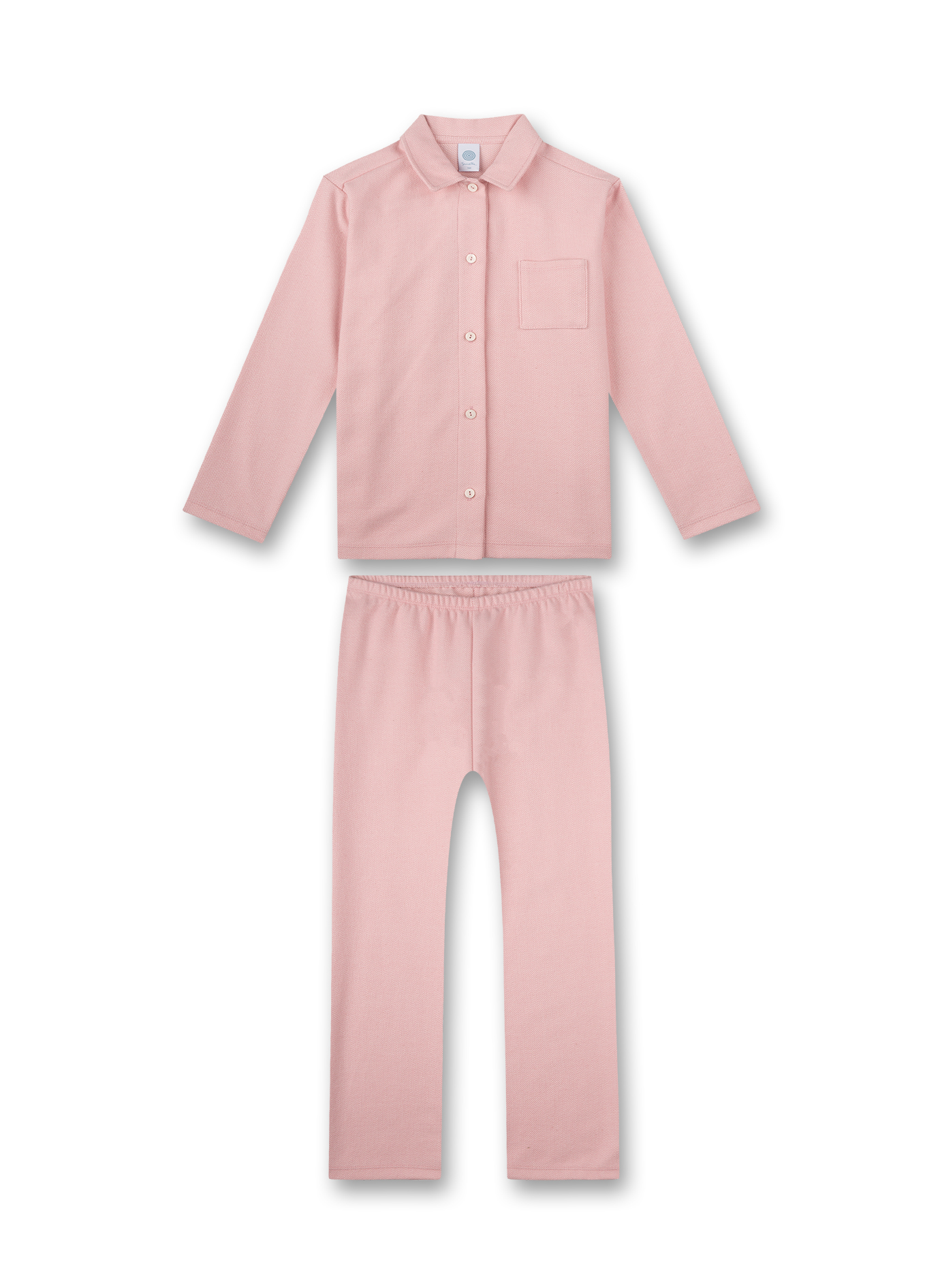 Mädchen-Schlafanzug lang rosa Knopfleiste