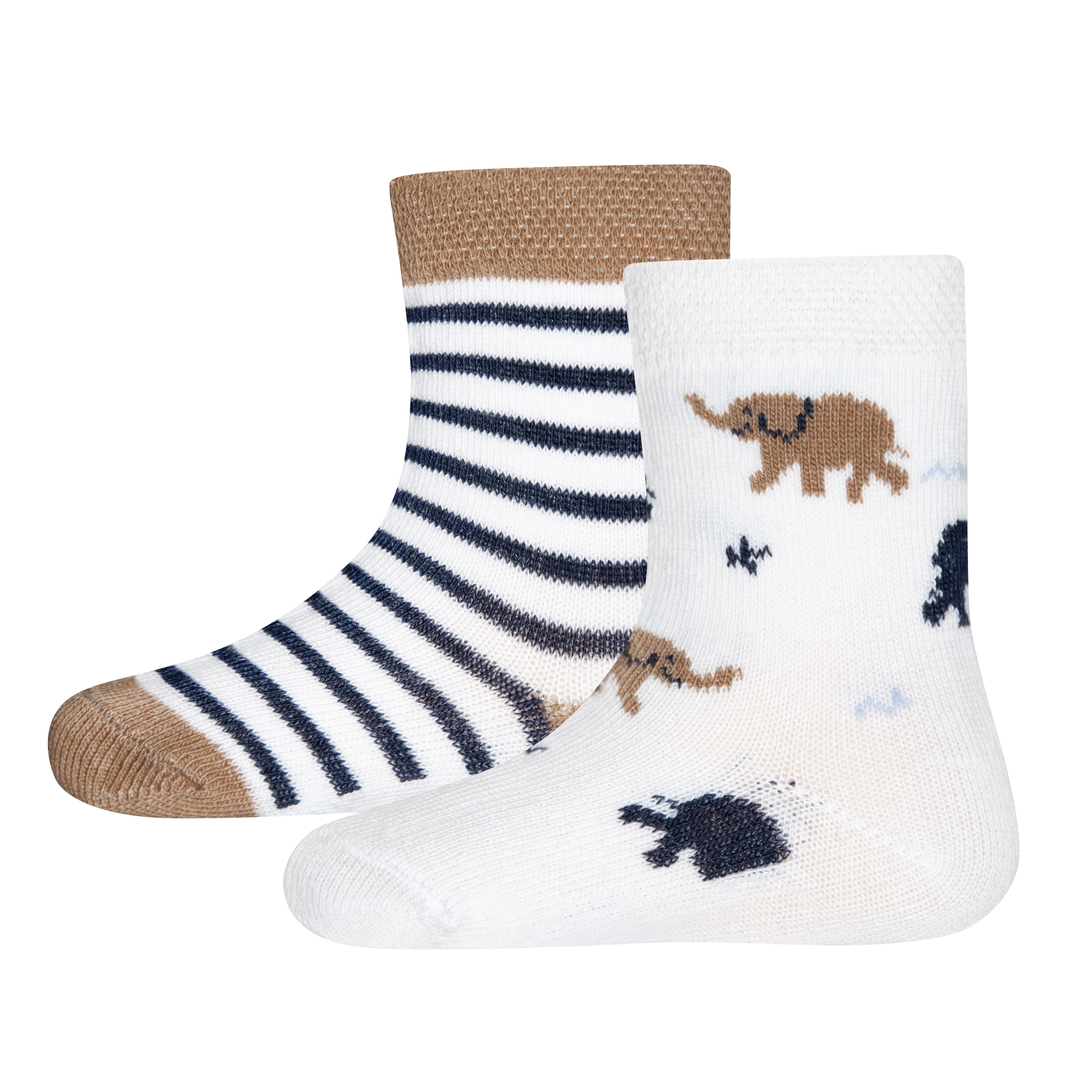 Jungen-Socken (Doppelpack) Weiß und Ringel