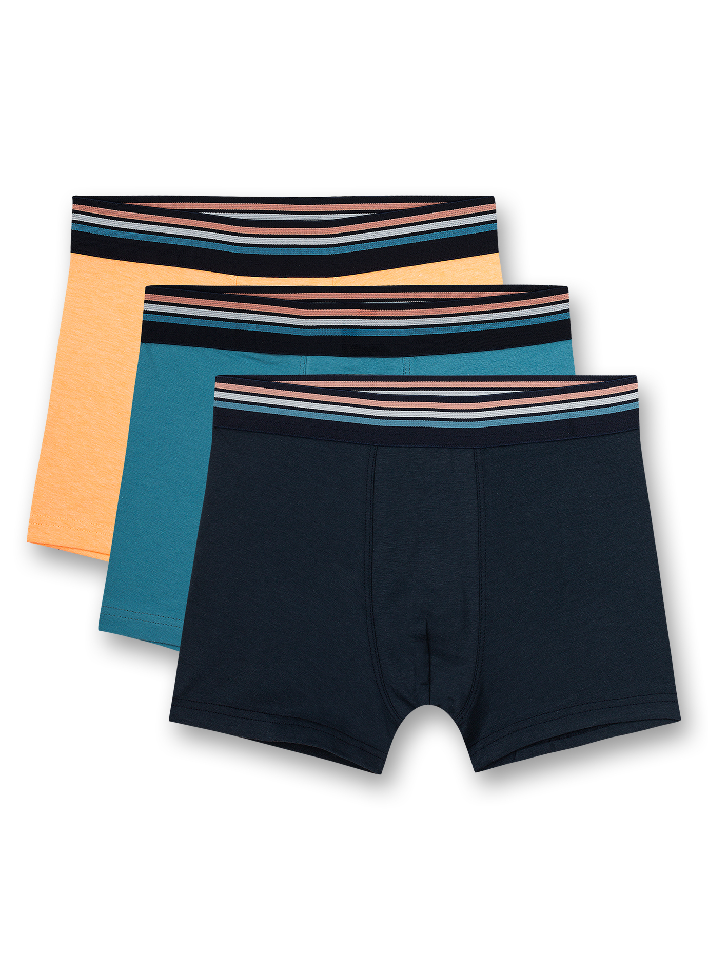 Jungen-Hipshorts (Dreierpack) Blau, Dunkelblau und Orange