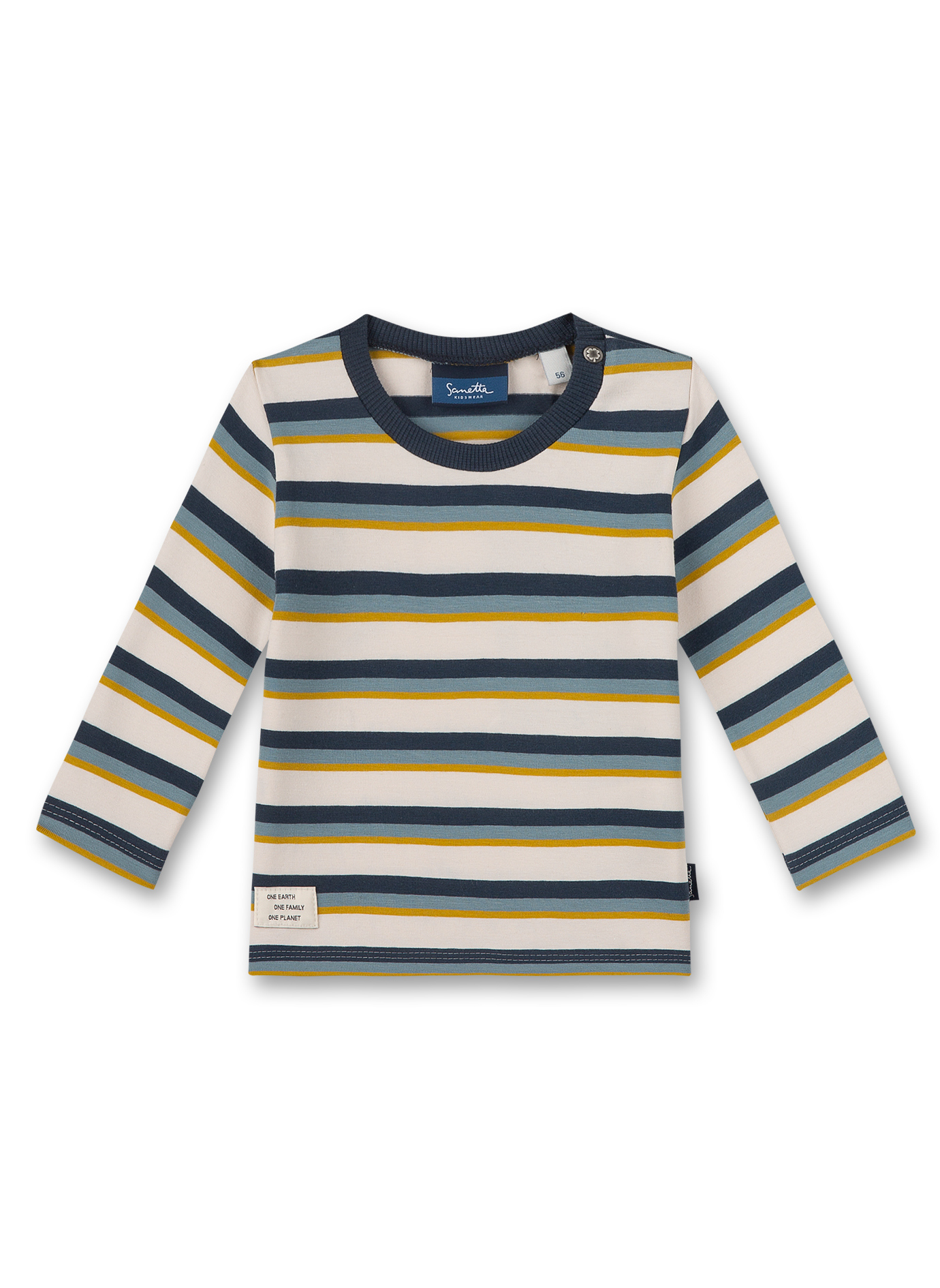 Jungen-Shirt langarm Begie geringelt Turtle