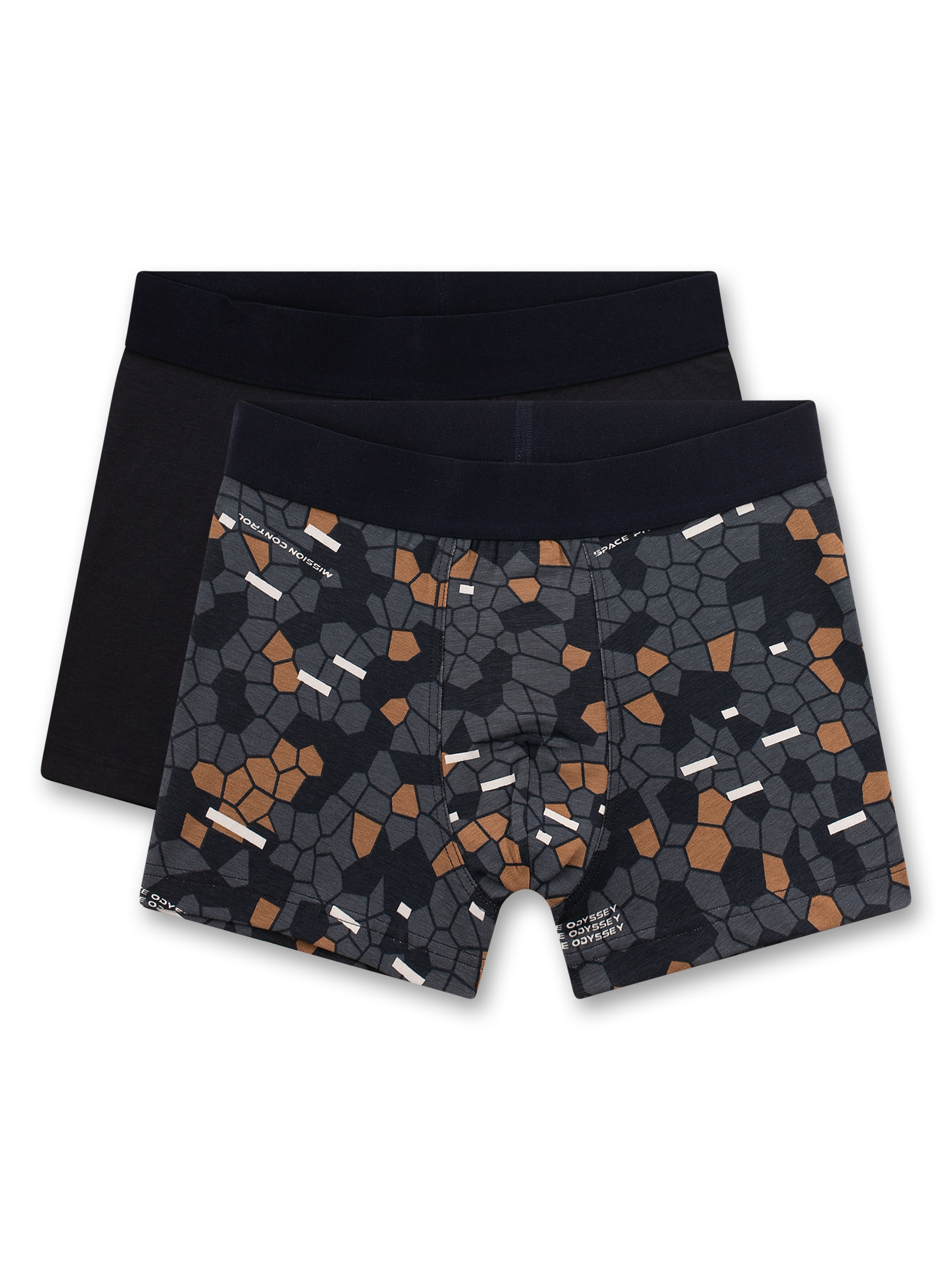 Jungen-Hipshorts (Doppelpack) dunkelblau Weltraum