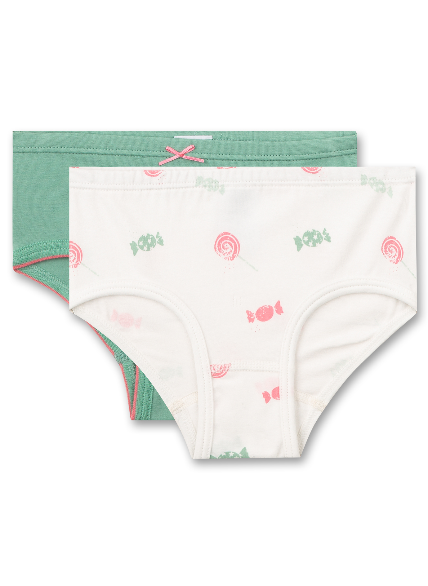Mädchen-Slip (Doppelpack) Grün und Off-White