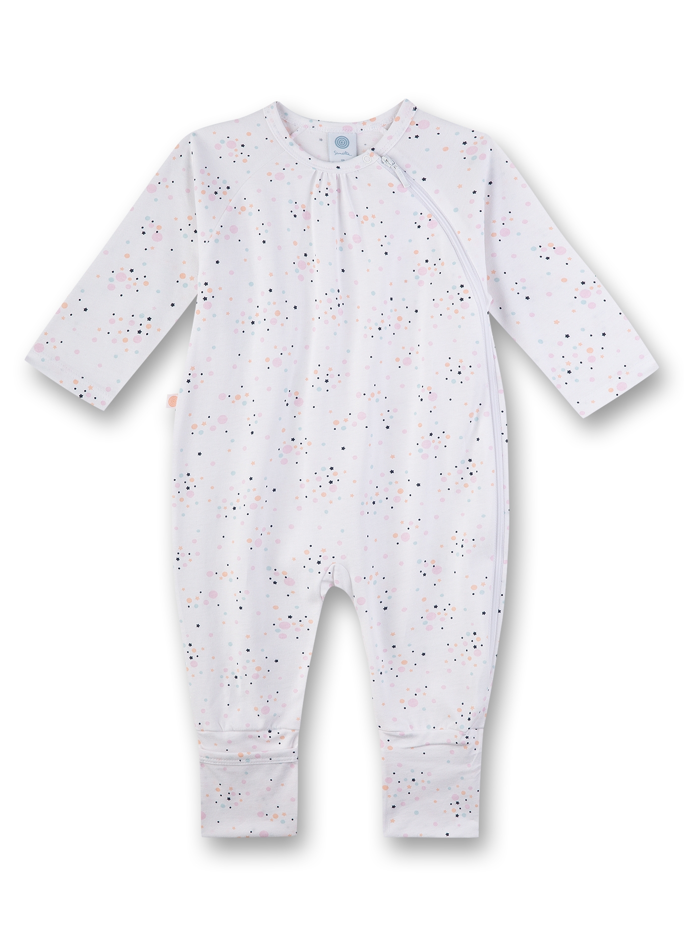 Mädchen-Overall mit Klappfuß Weiß Sprinkle Dot