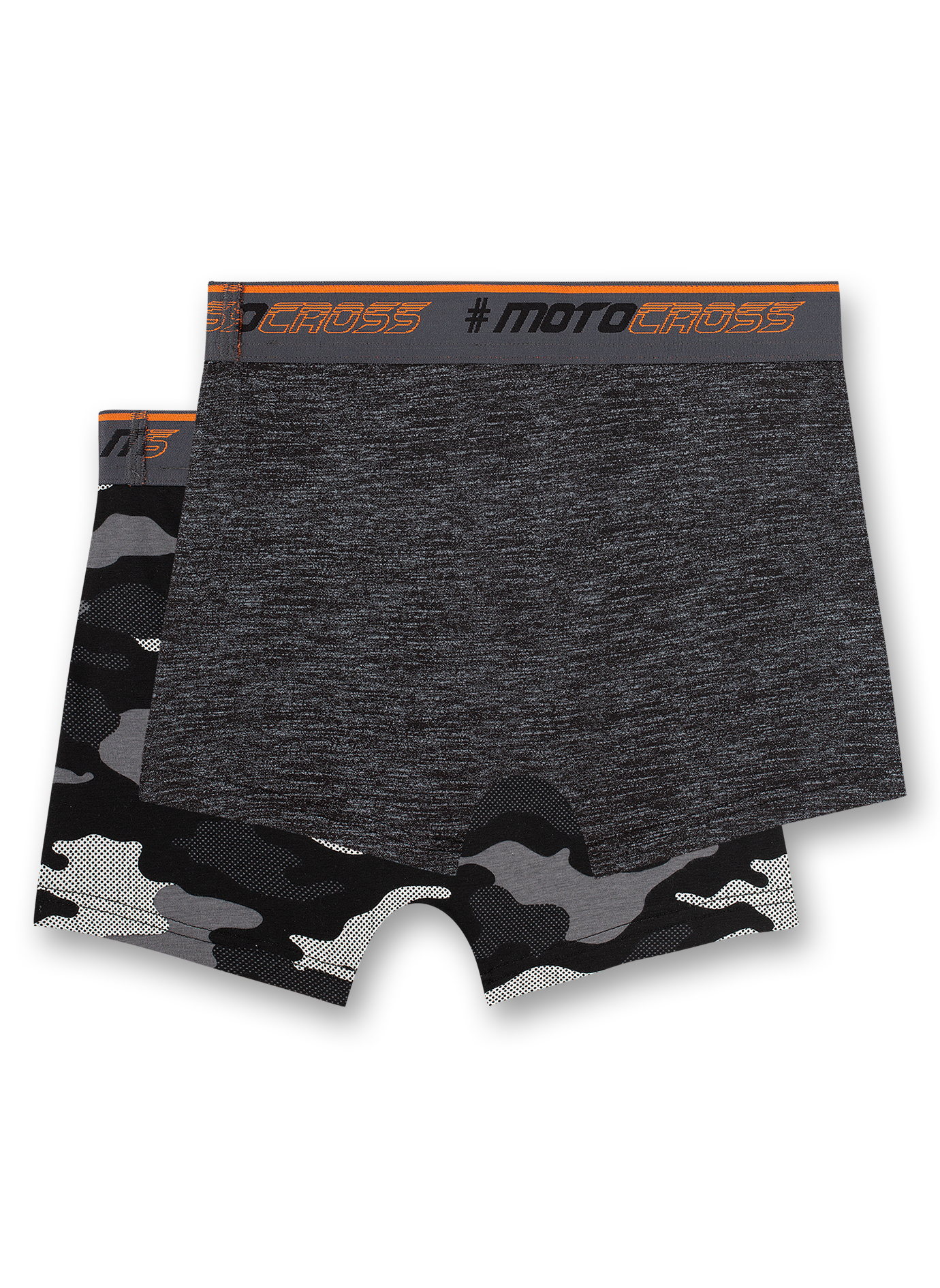 Jungen-Shorts (Doppelpack) Camouflage und Dunkelgrau