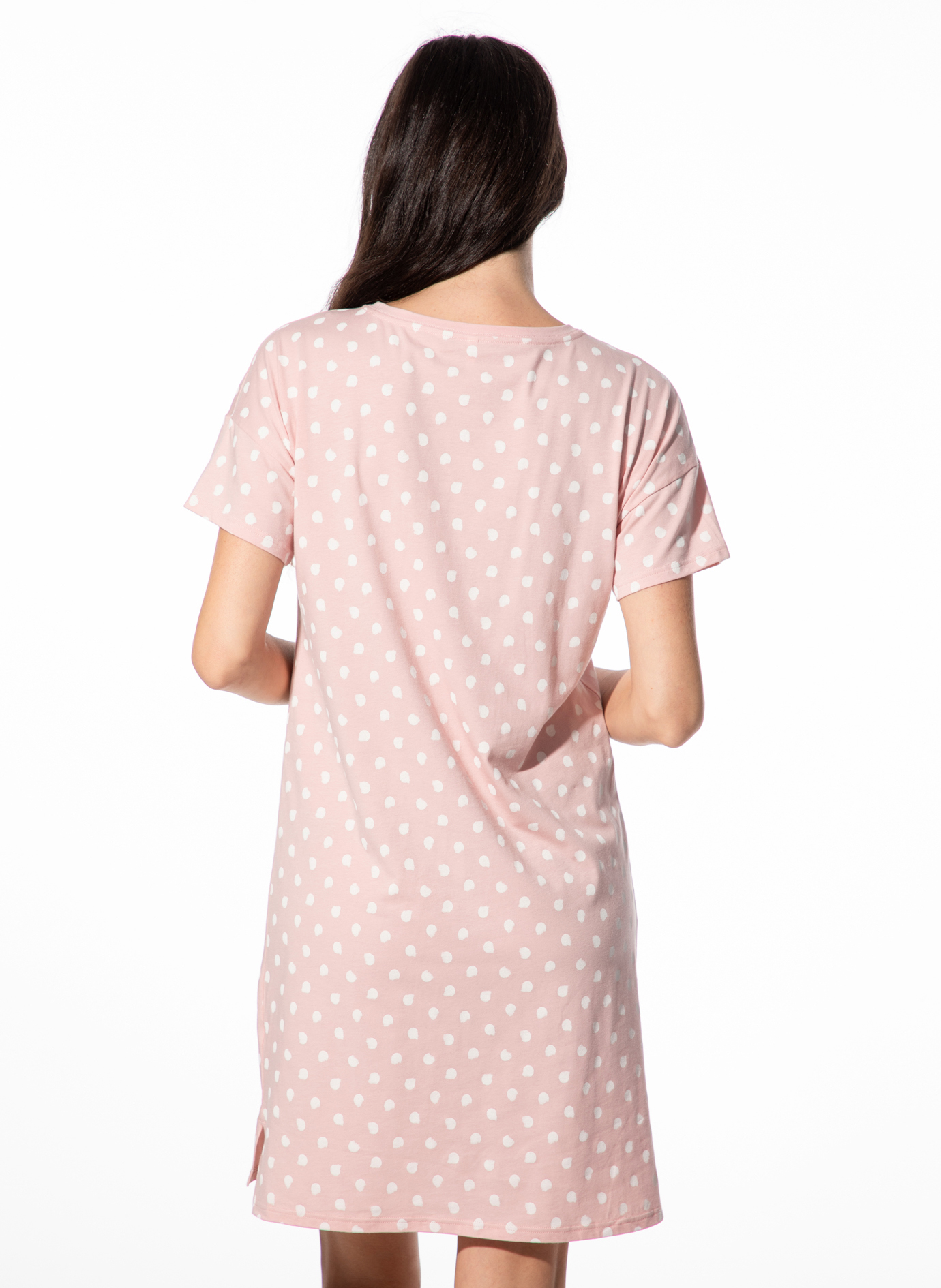 Damen-Nachthemd kurzarm rosa Dots