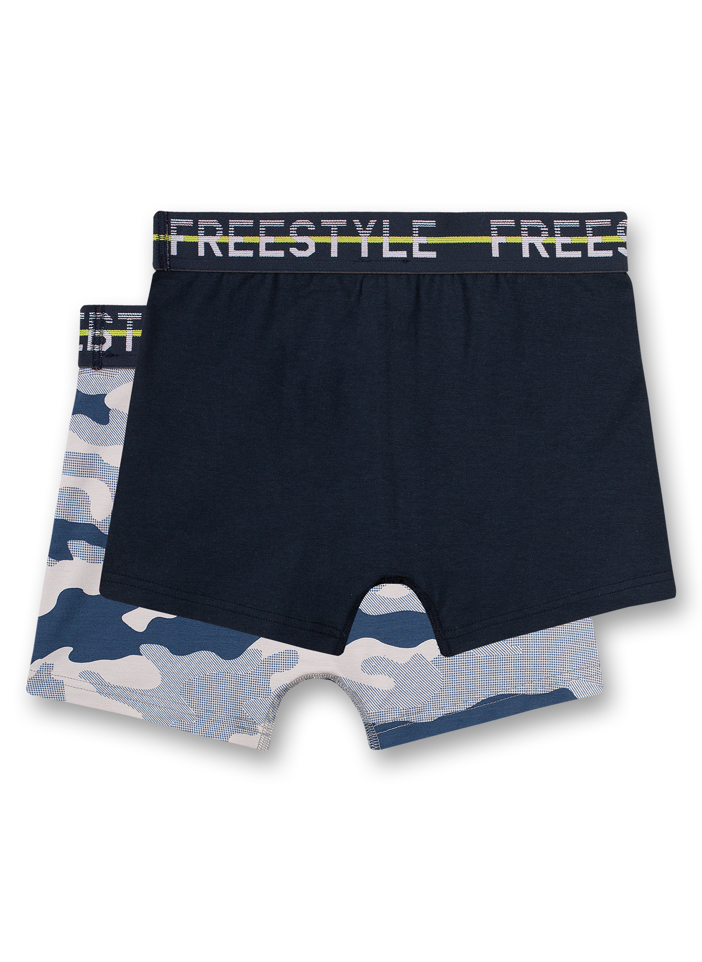 Jungen-Shorts (Doppelpack) Camouflage und Dunkelblau Snowboarder