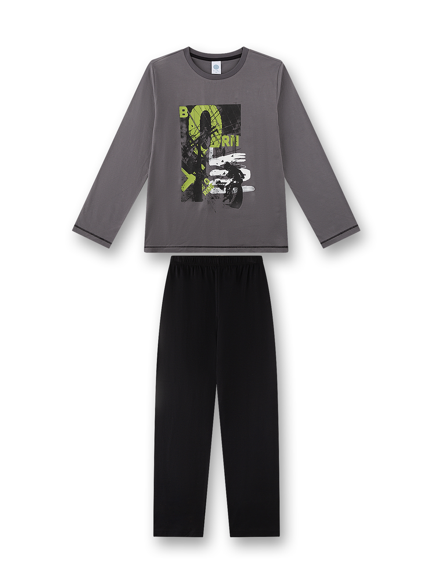 Langarmshirt, Grafikshirt, Grau, Casual, Set