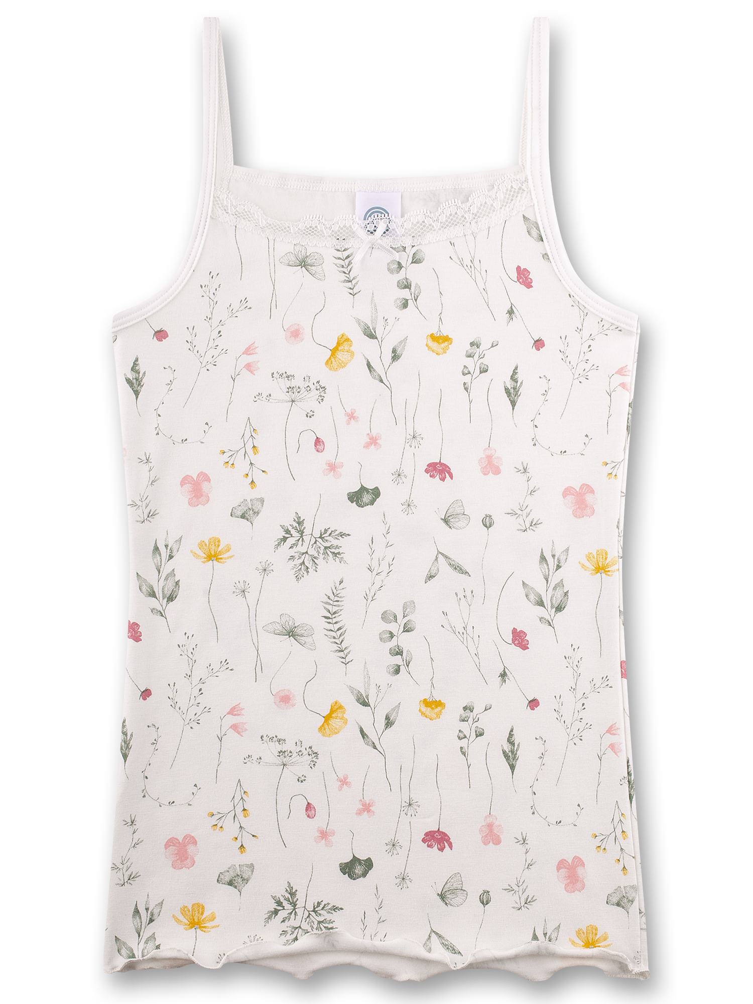 Mädchen-Unterhemd beige Blumen
