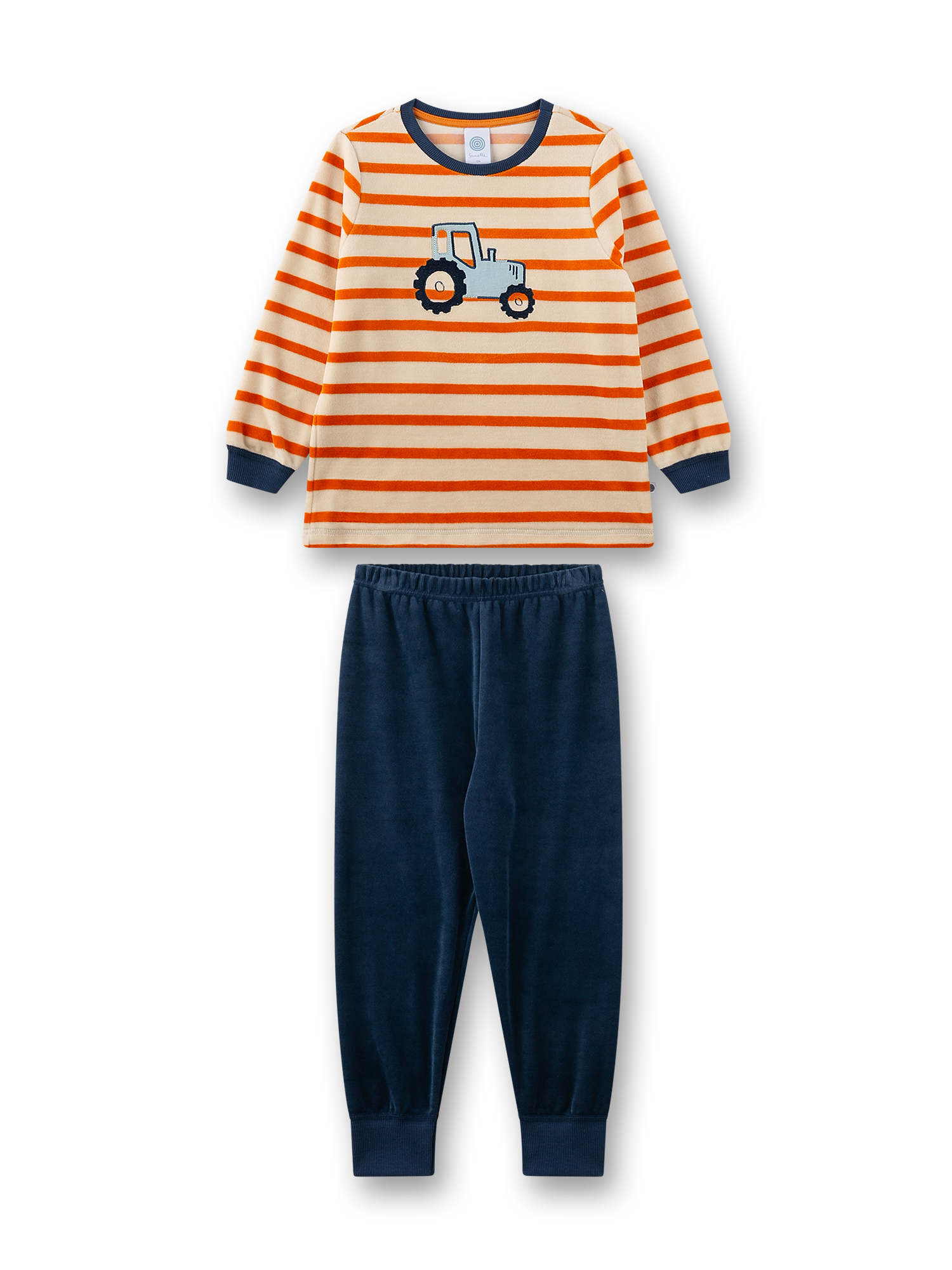 Jungen-Schlafanzug lang gelb Traktor aus Nicki