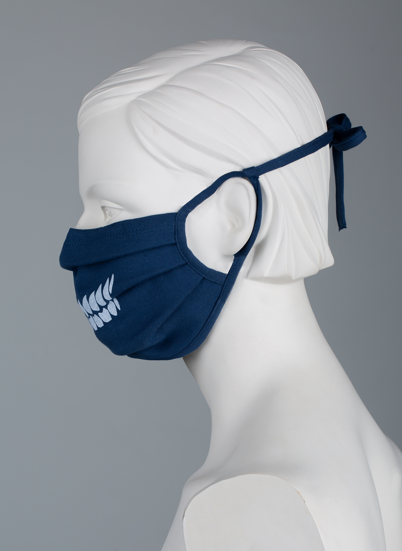 Wiederverwendbare Mund-Nasen-Maske Erwachsene Doppelpack Zähne Blau